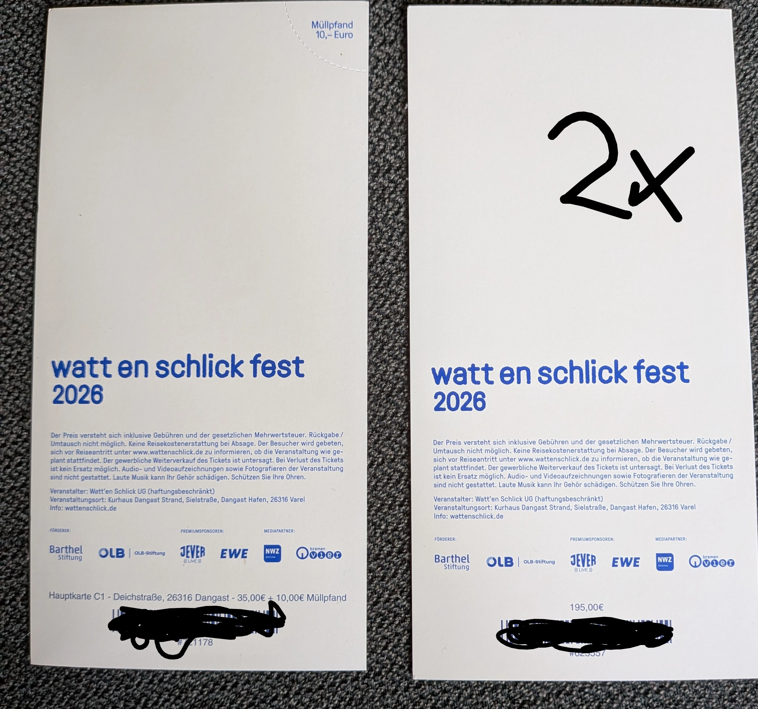 Tickets von hinten