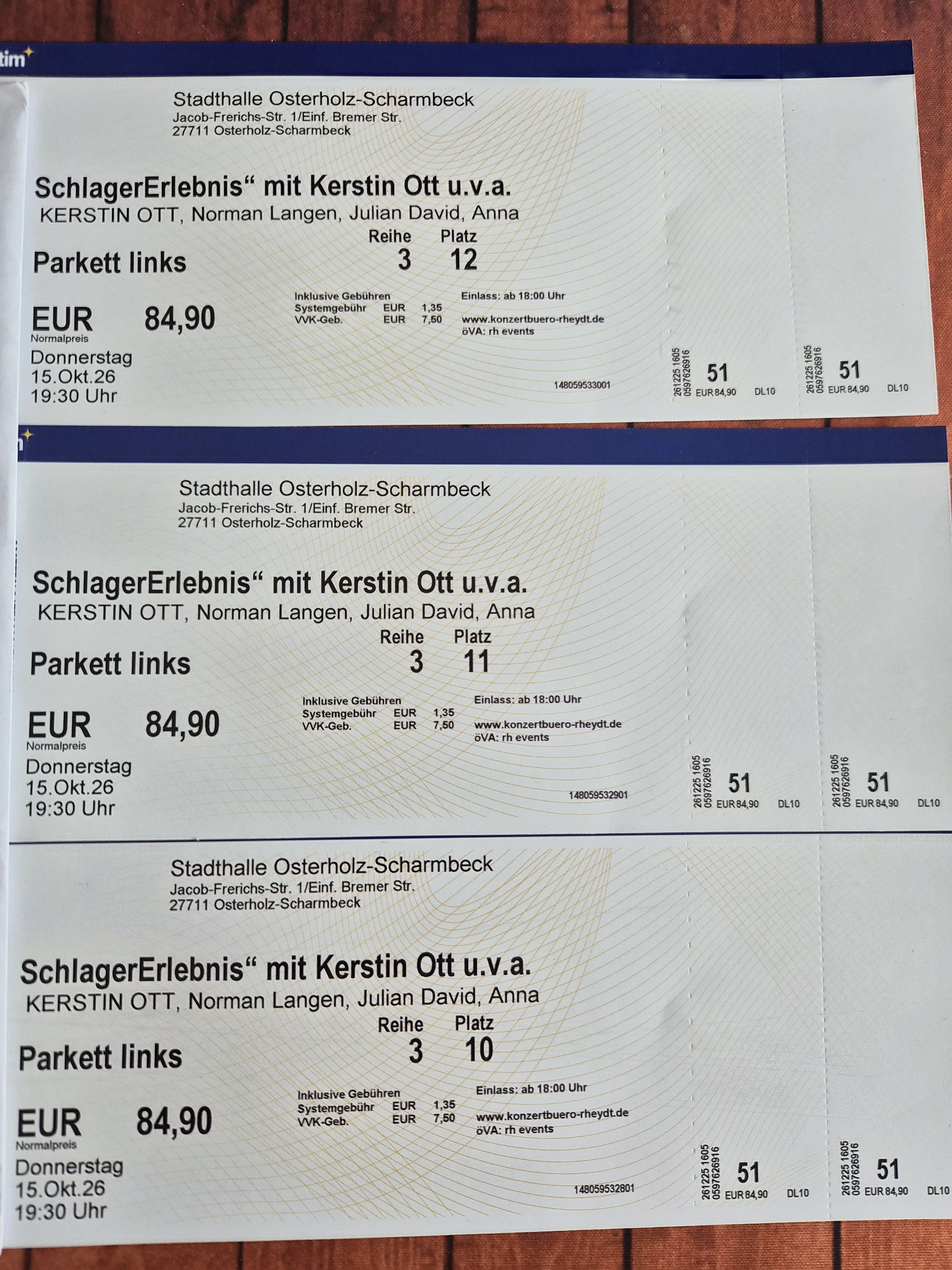 Hier die verfügbaren Tickets