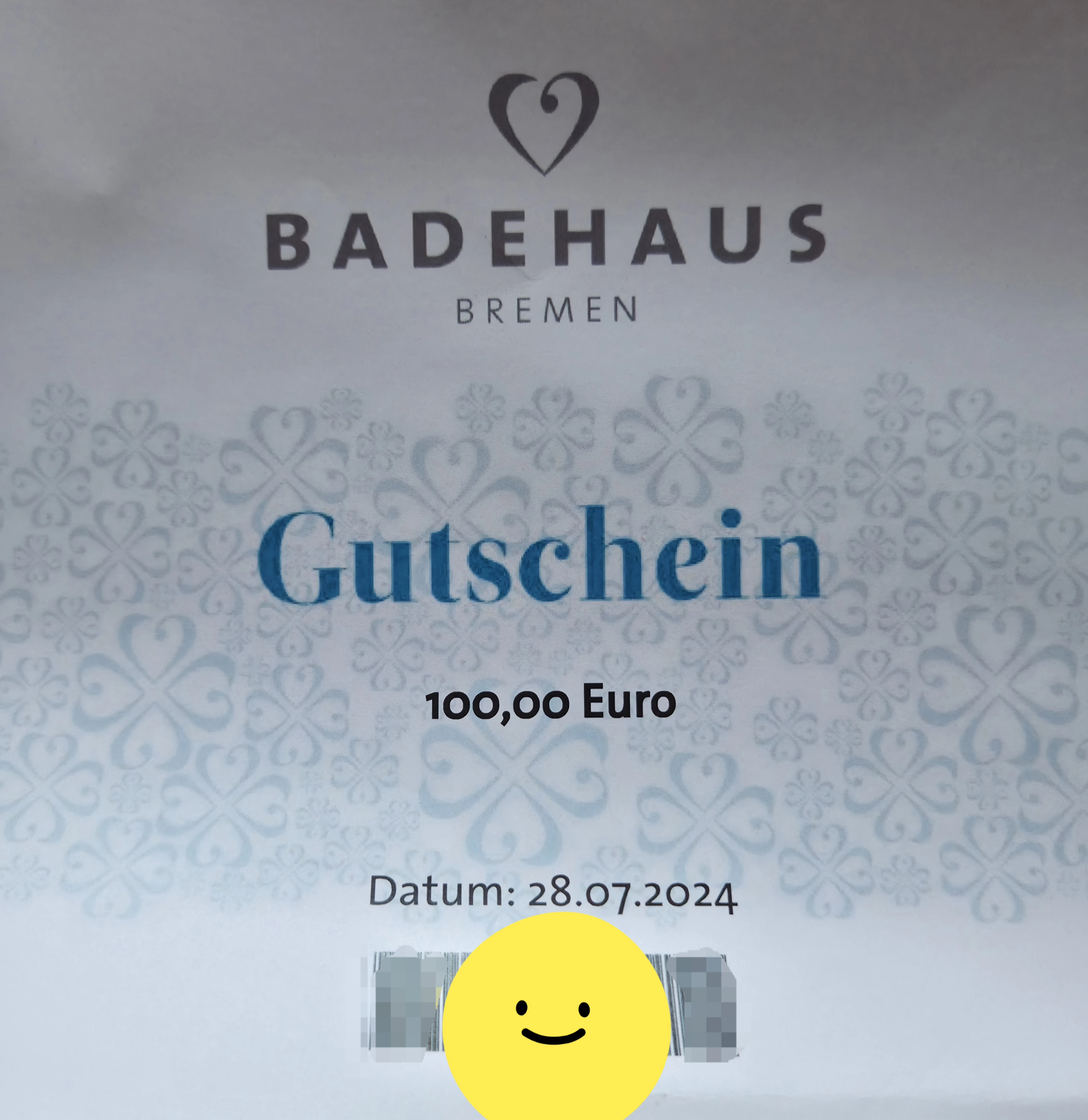 Bild des Gutscheins, Badehaus Bremen, Wert 100 €