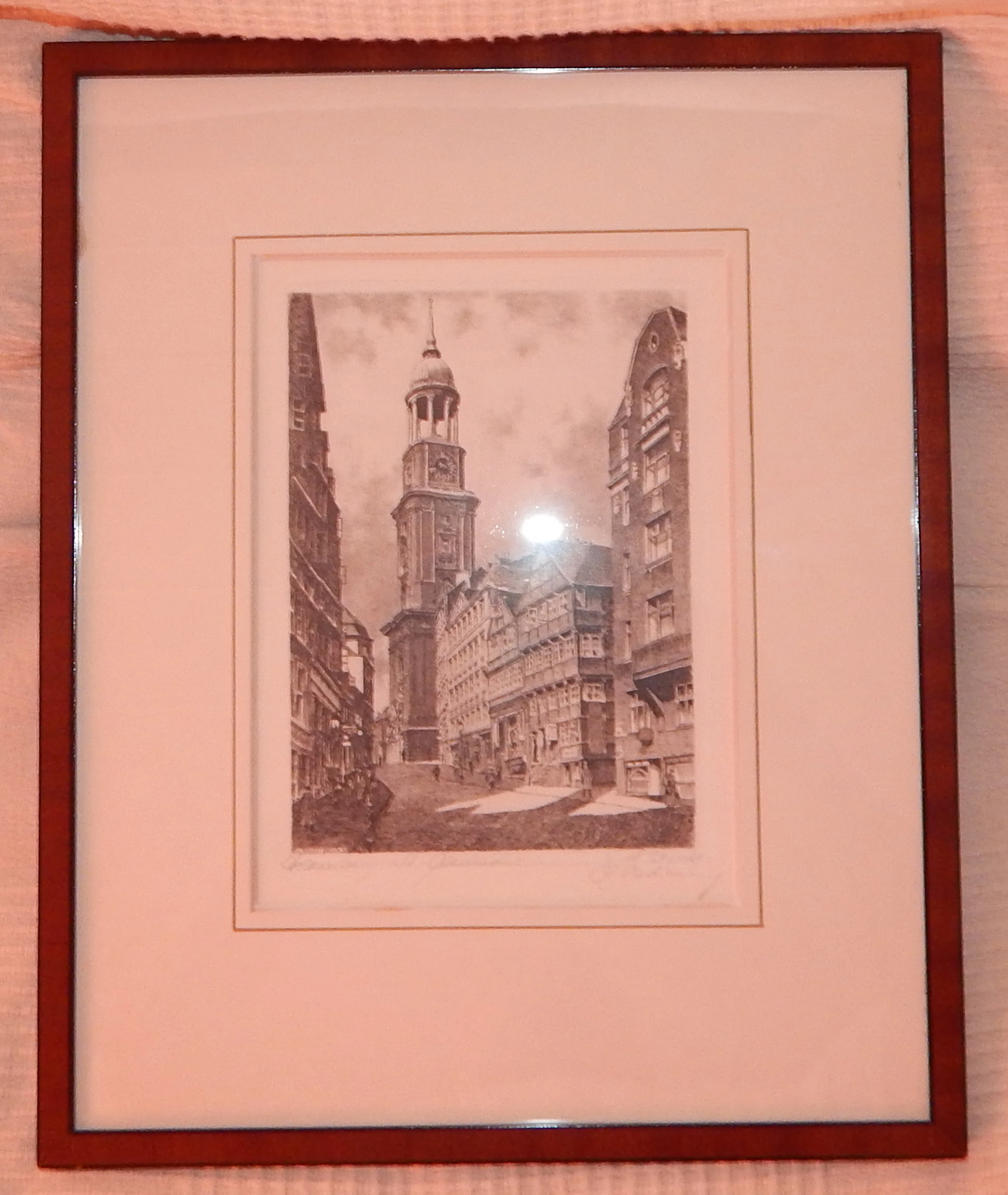 Original-Radierung der Hauptkirche St. Michaelis