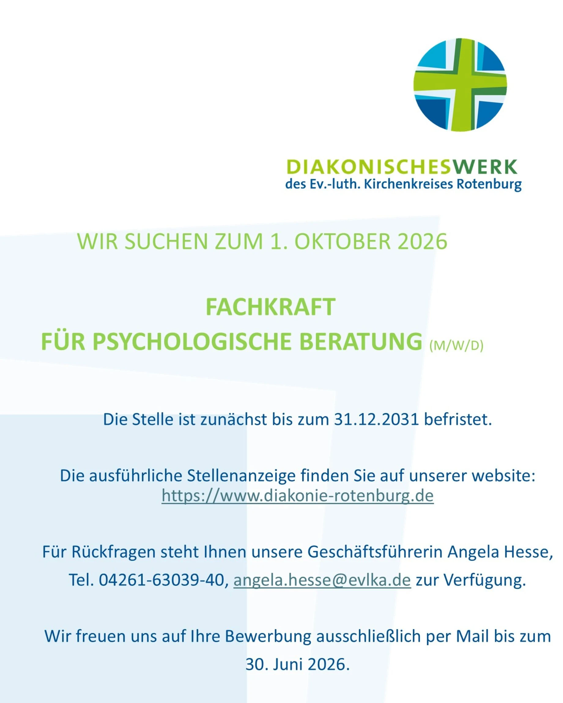 Wir suchen zum Oktober 2026