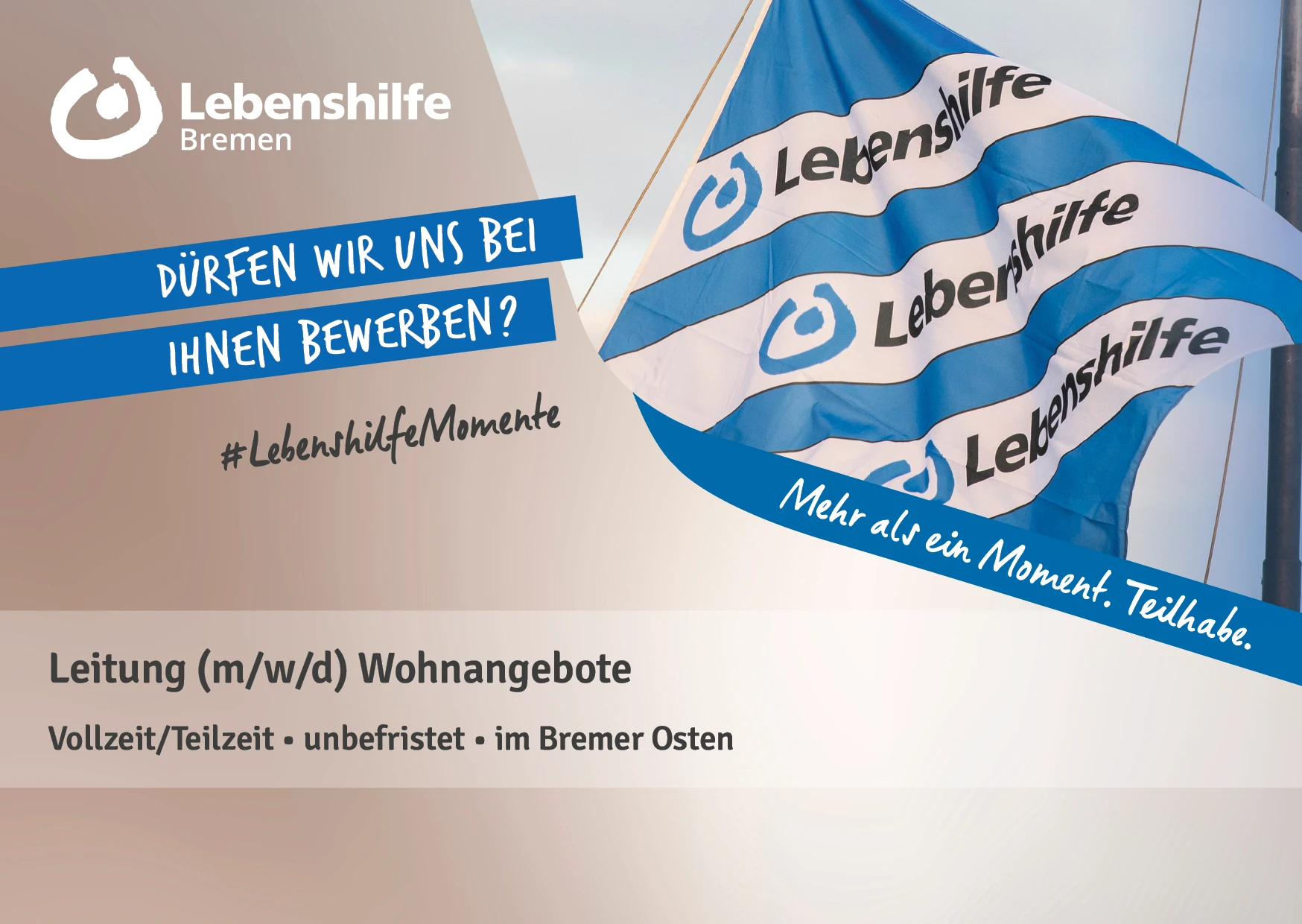 Lebenshilfe Bremen sucht eine Leitung (m/w/d) für ihre Wohnangebote im Bremer Osten
