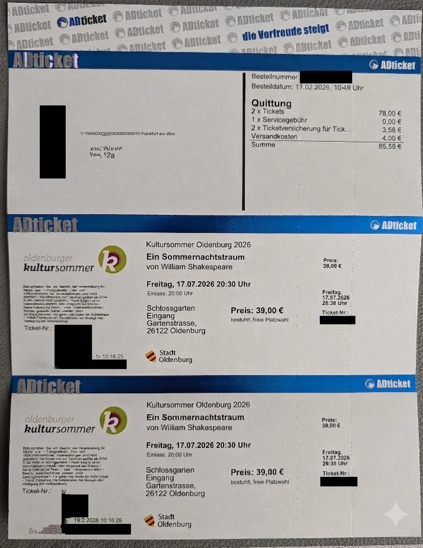 Diese sind die Originaltickets