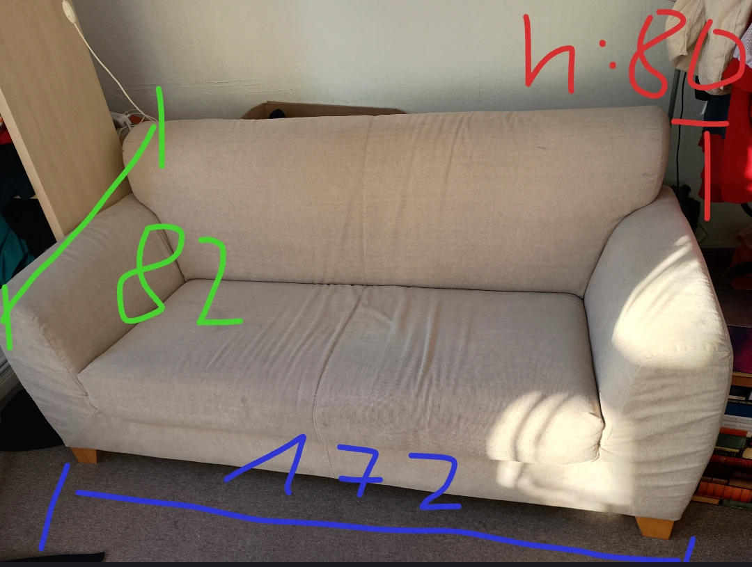 Breite: 172cm Länge: 82cm Höhe: 80cm