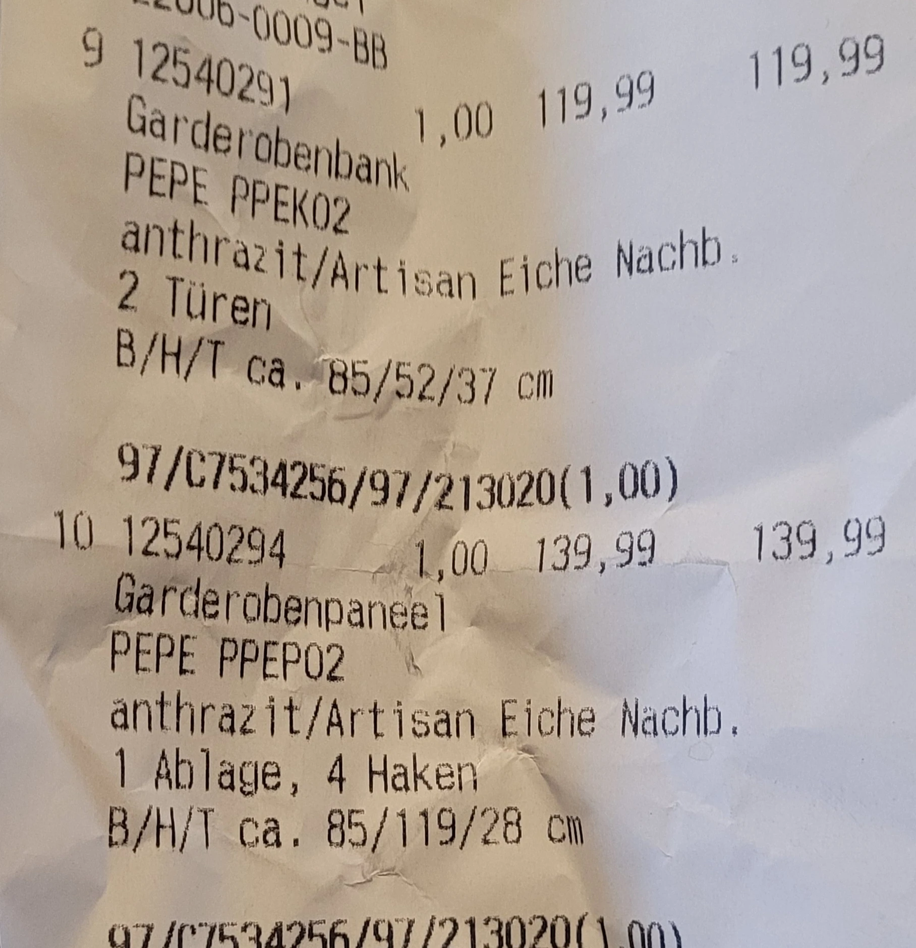 Bon vom Neupreis