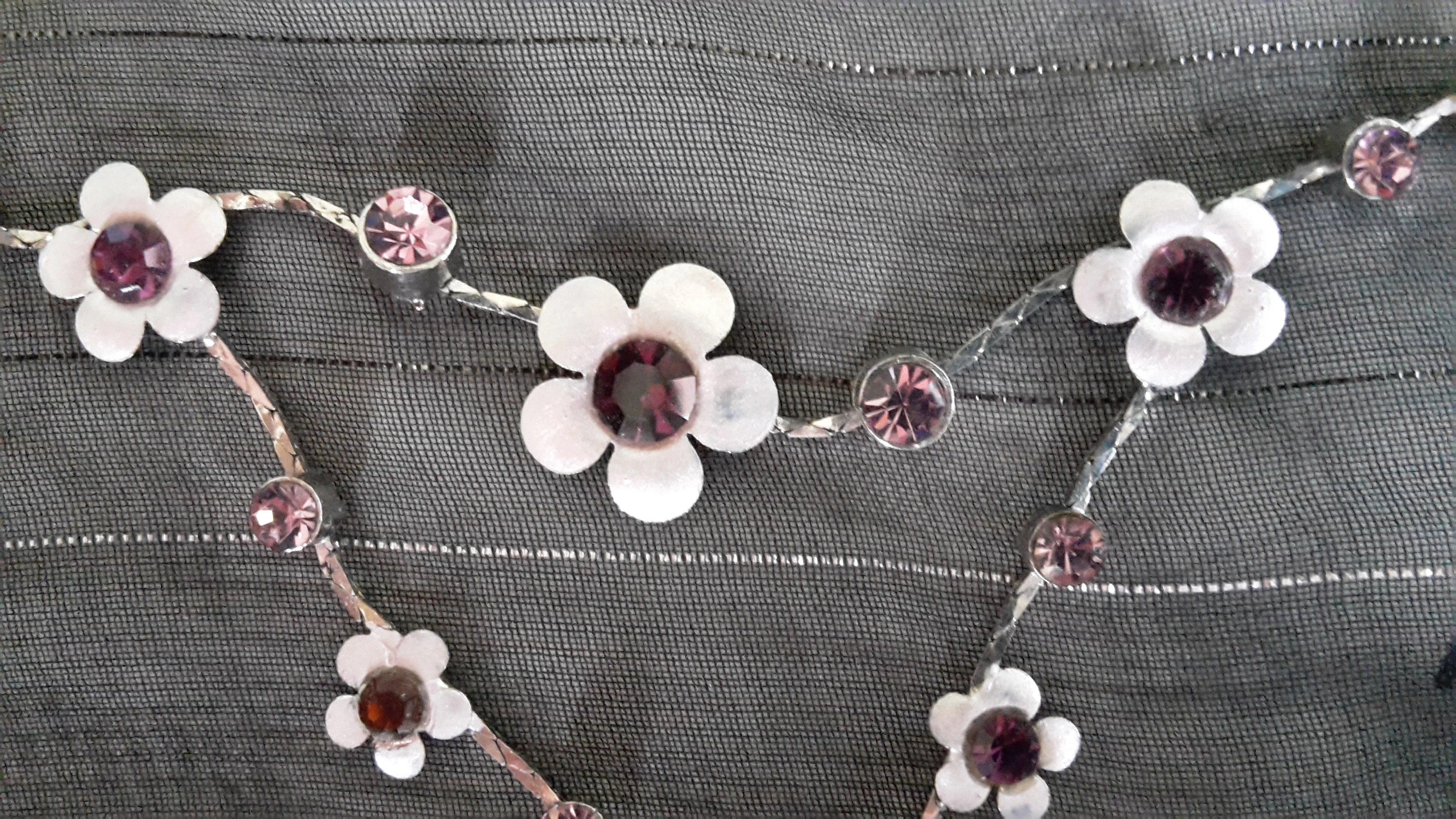 Silber Kette mit Blumen
