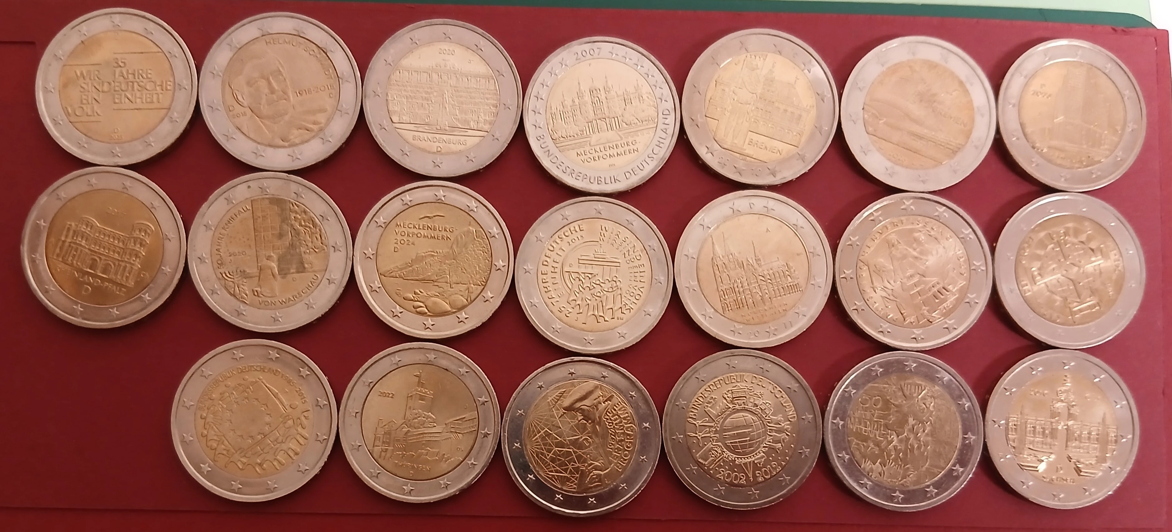 2-€uro-Sondermünzen, Deutschland, Einzelstücke, fast alle prägefrisch