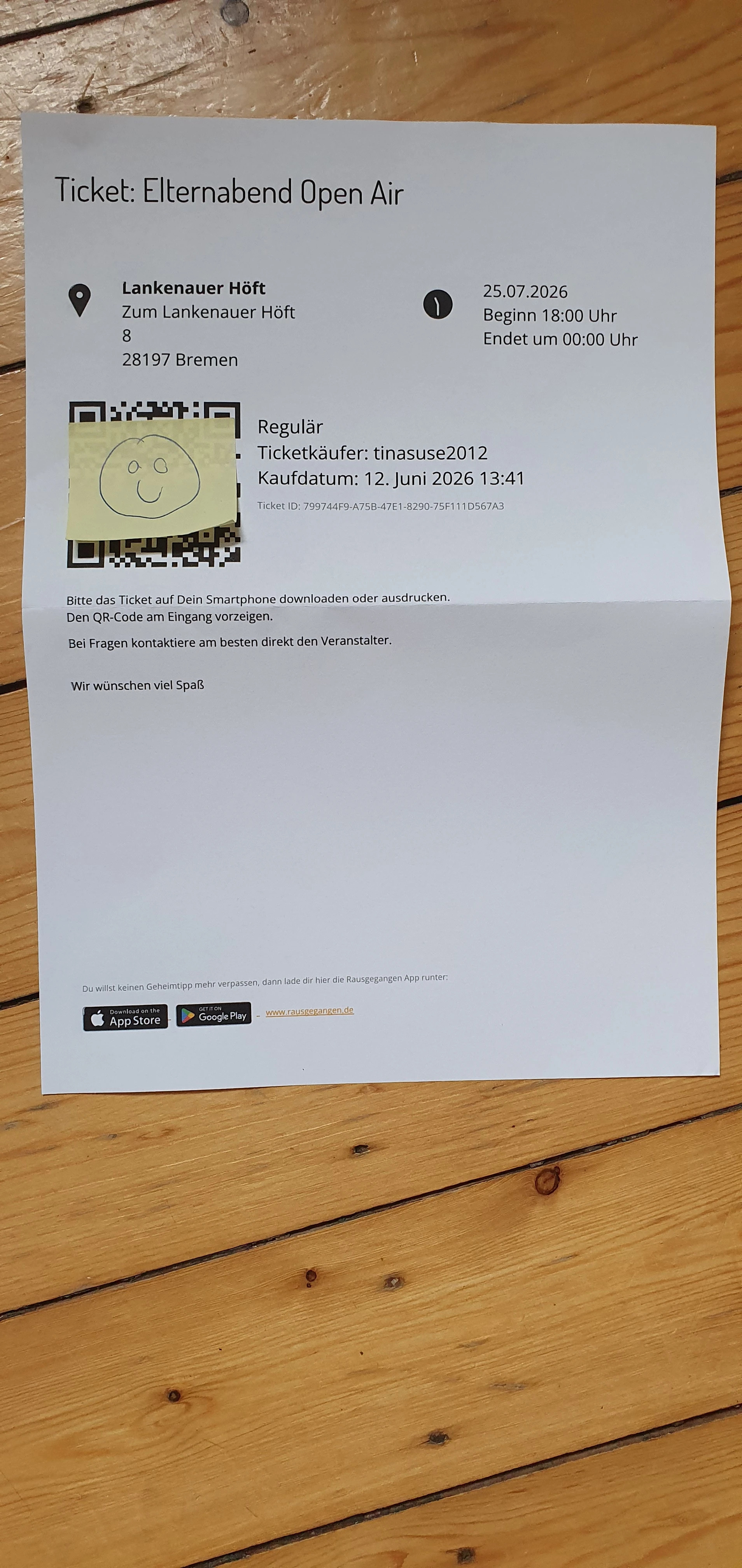 Ticket per Mail Übergabe möglich