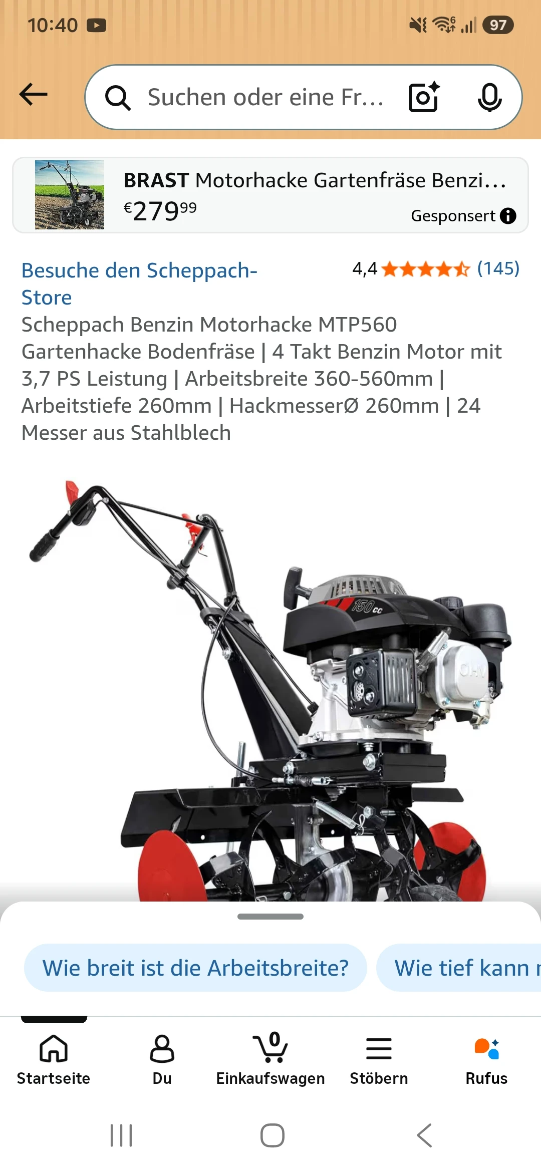 Neu und OVP Motorhacke Benzin 