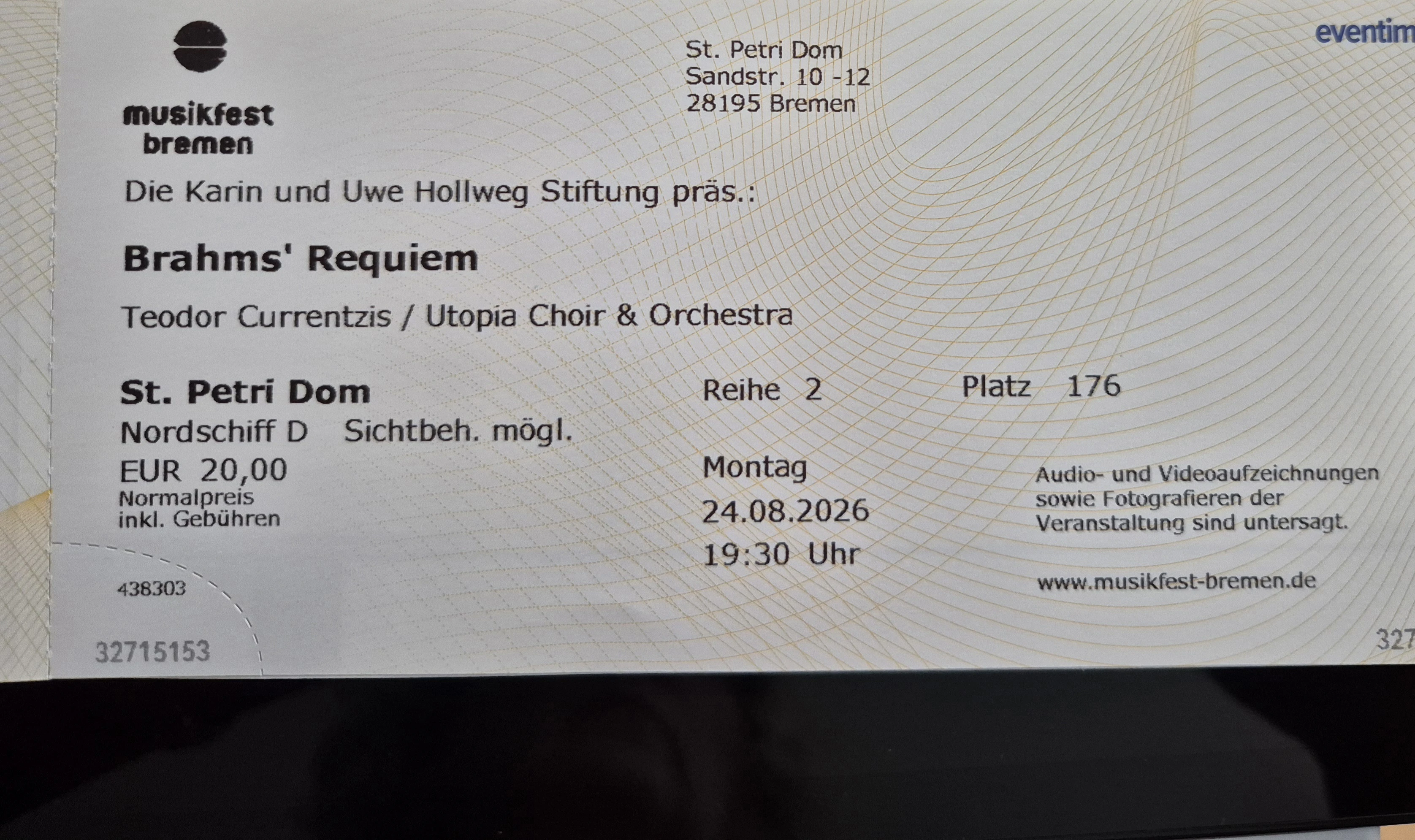 Brahms' Requiem Ticket