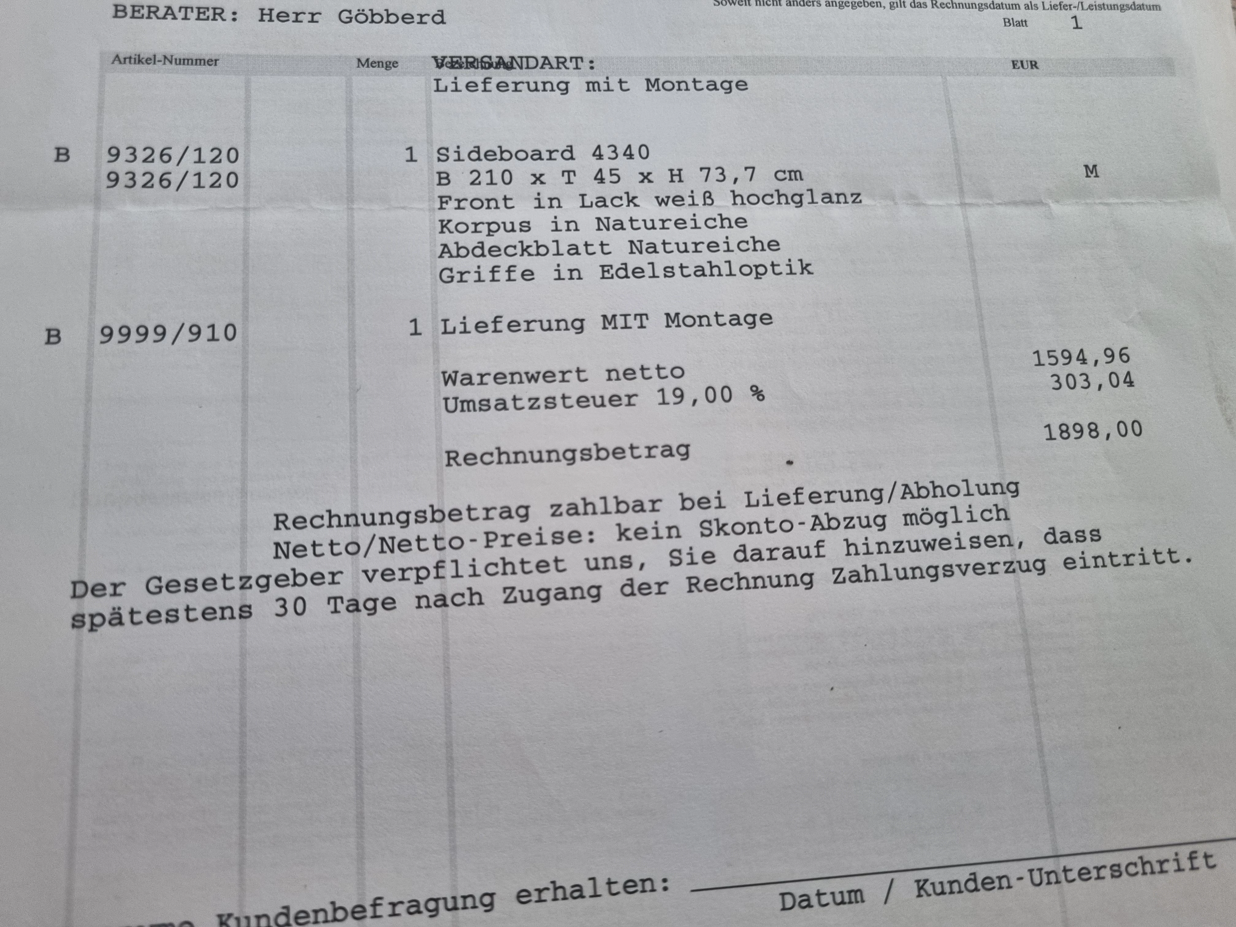 Originalrechnung