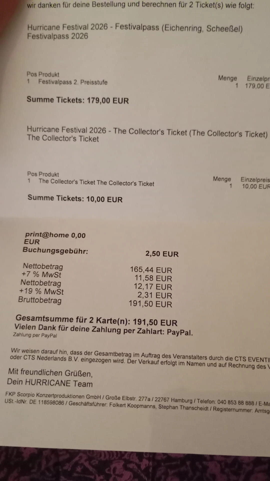 Hurricane Ticket 