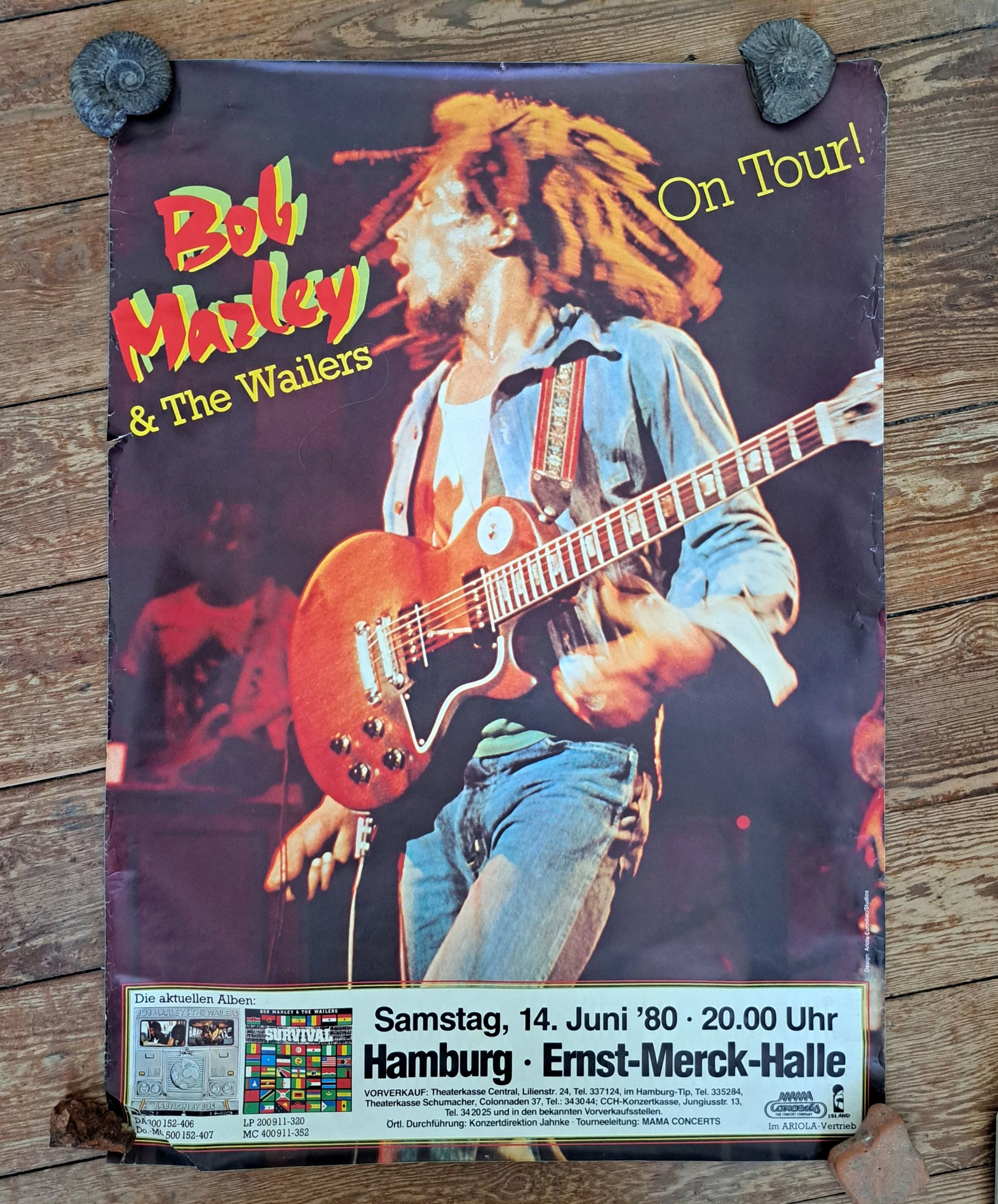 Konzertposter Bob Marley & The Wailers, 1980 in der Hamburg