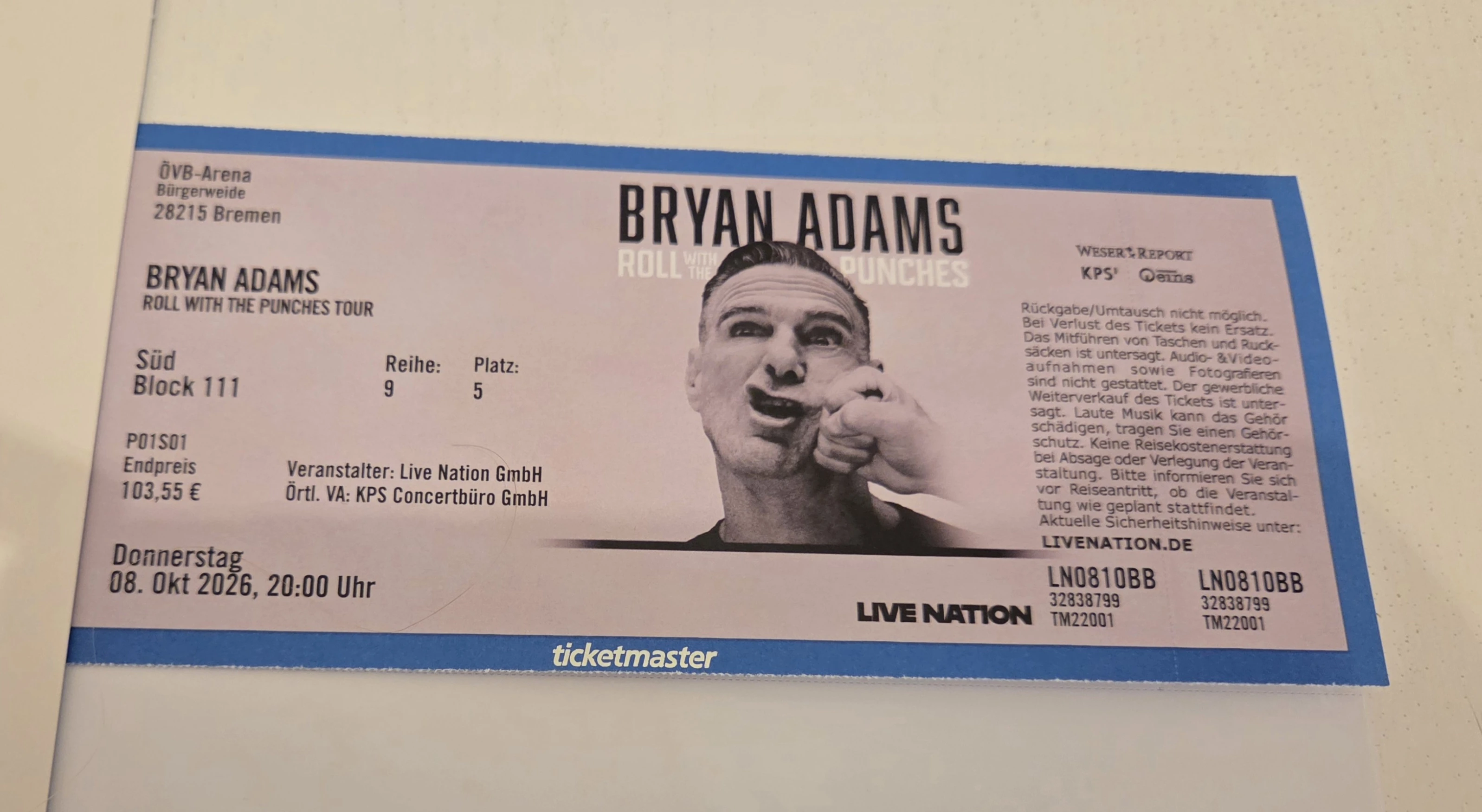 Ticket Bryan Adams