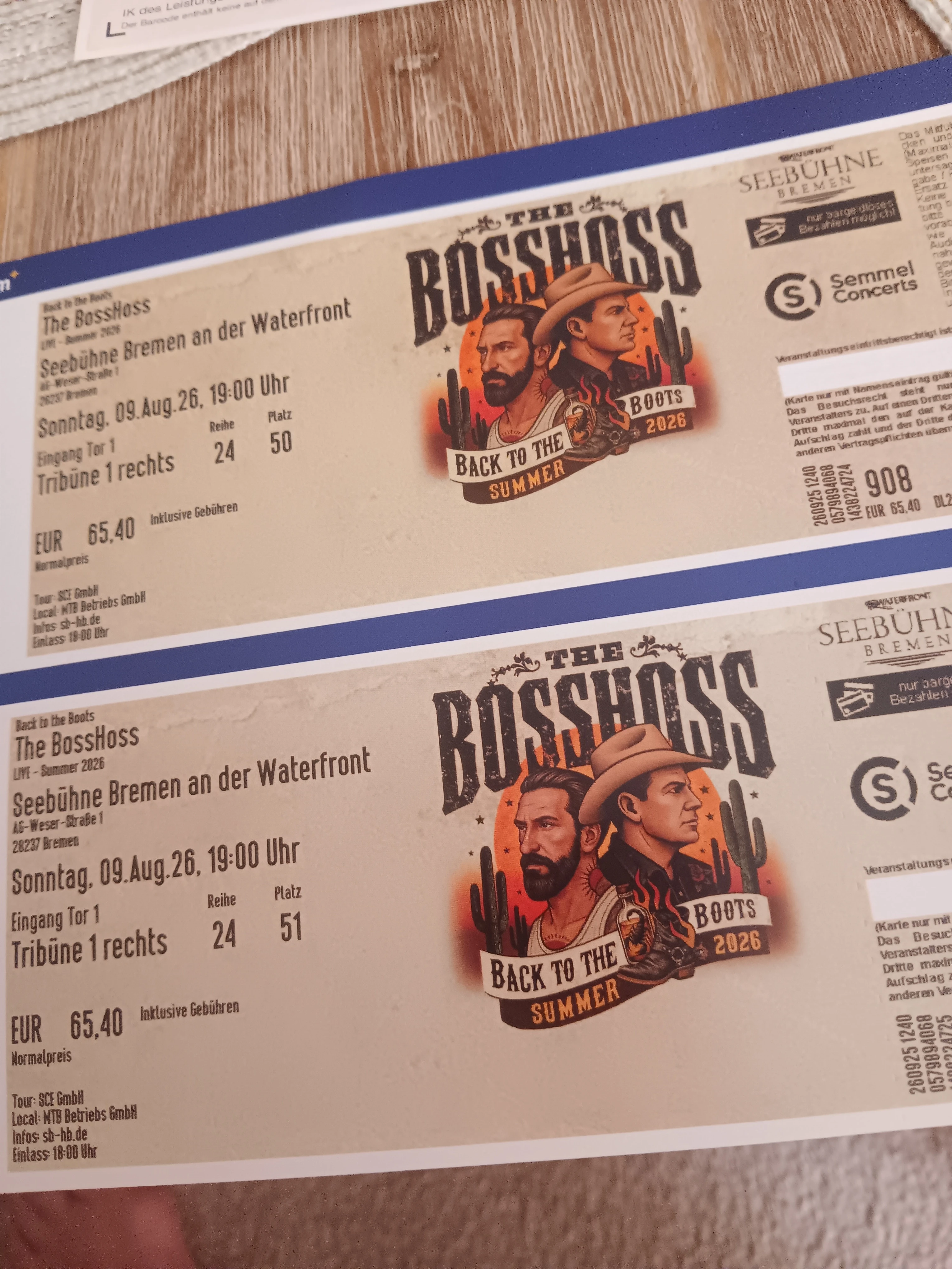 Tickets Boss Hoss 