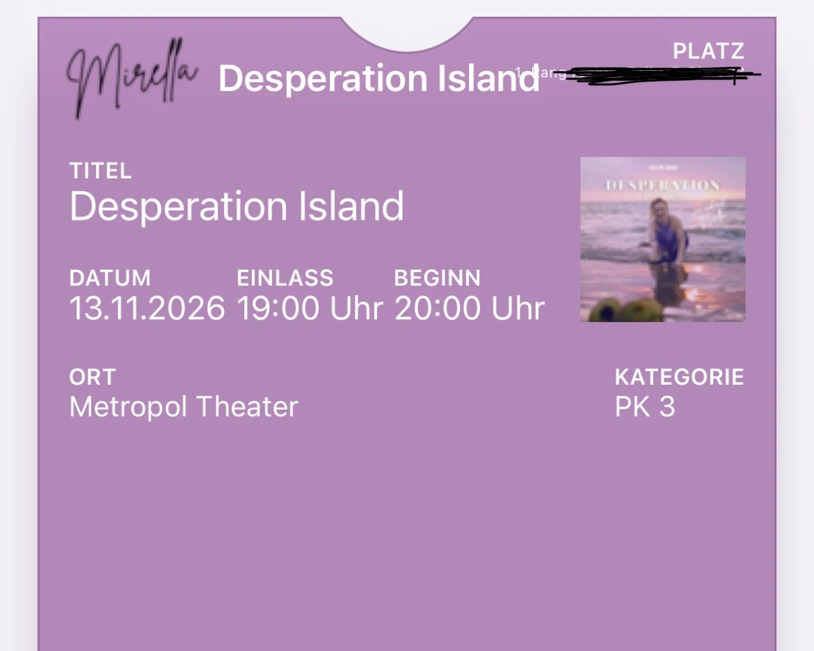 Verkaufe Ticket für Veranstaltung 