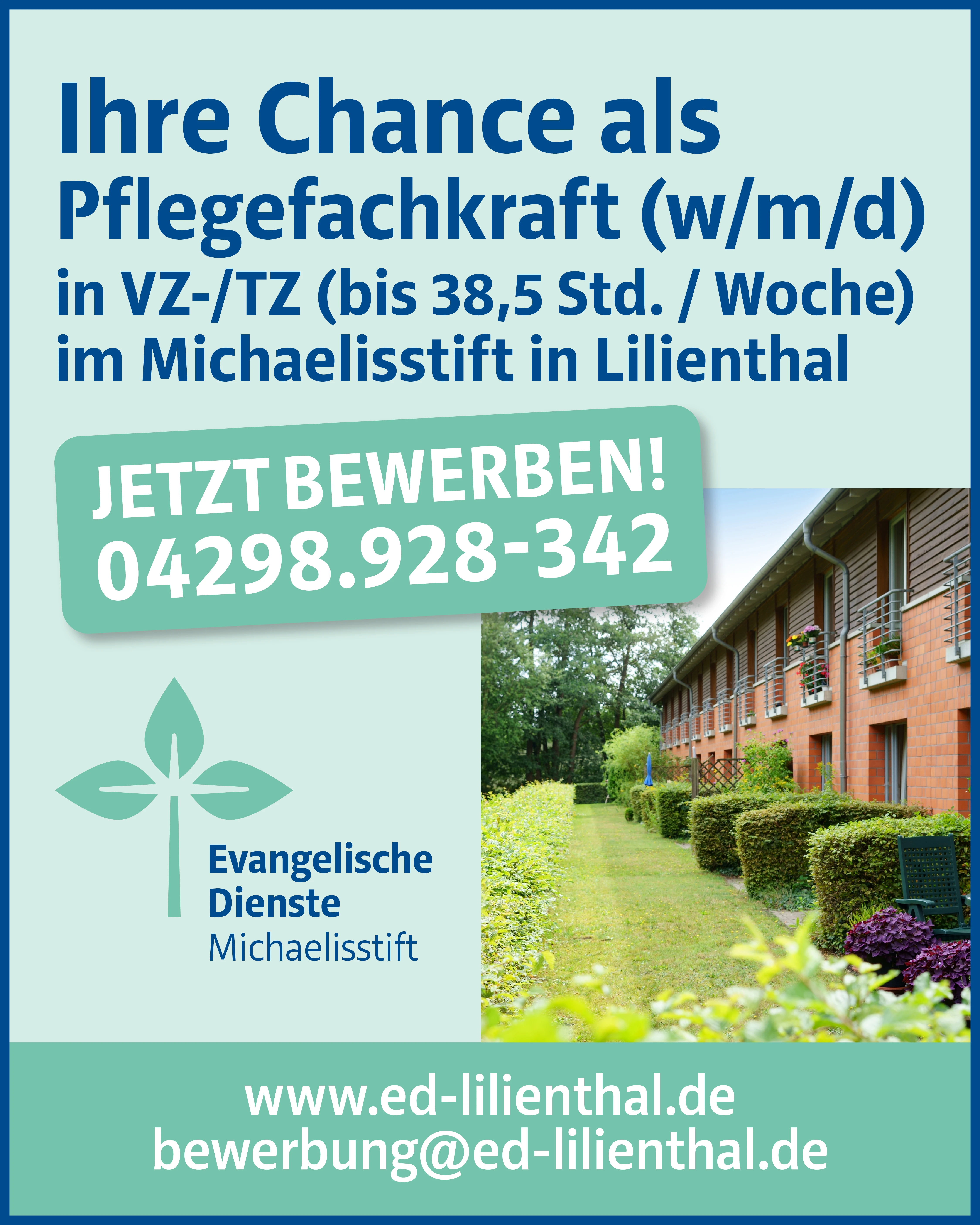 Anzeige Pflegefachkraft Michaelisstift Lilienthal