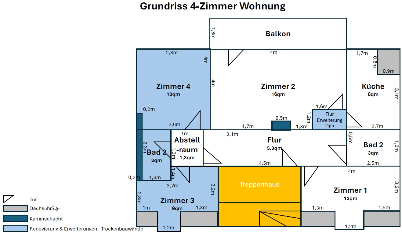 Grundriss nach Sanierung 4-Zi WHG