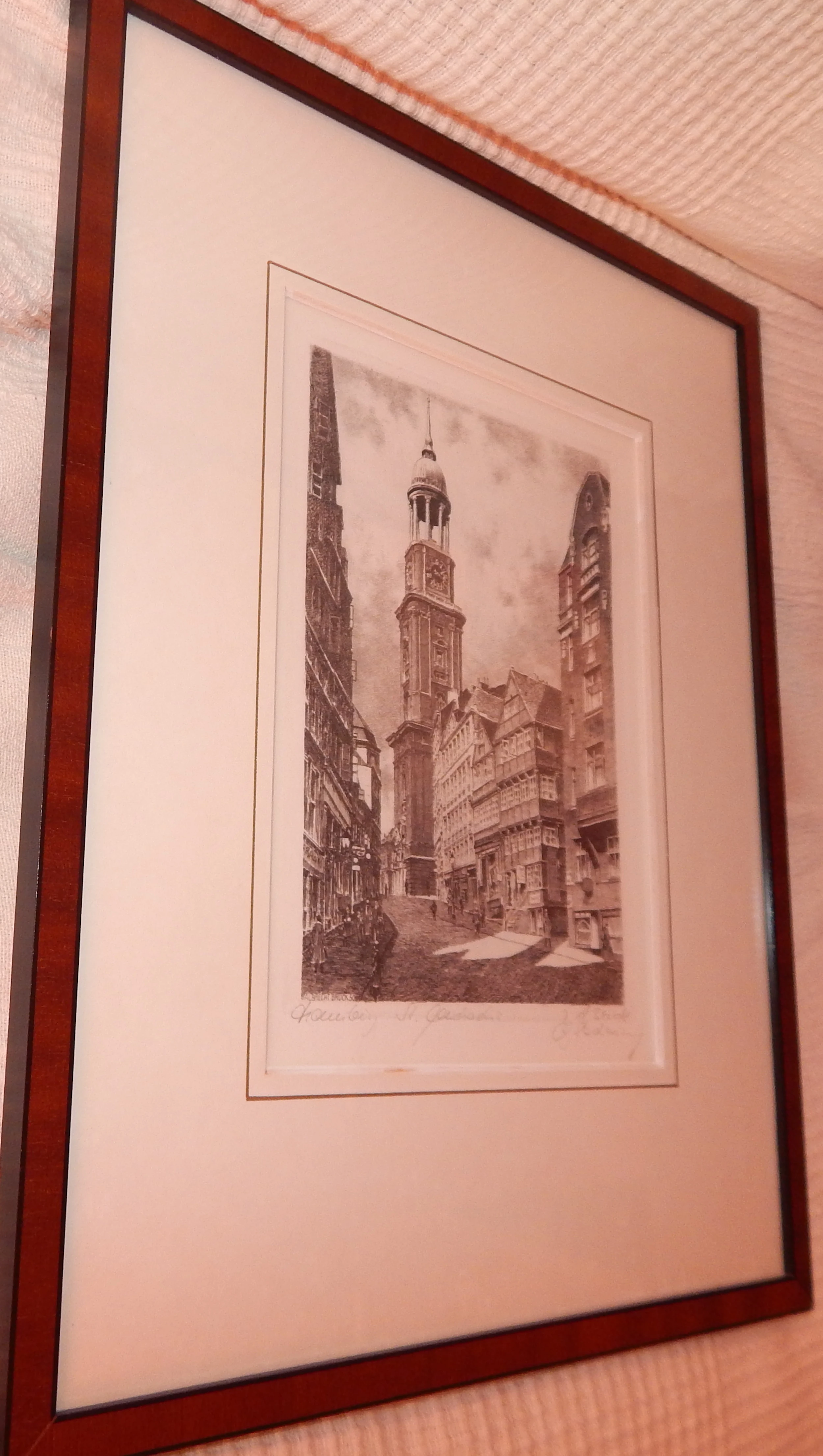 Original-Radierung der Hauptkirche St. Michaelis