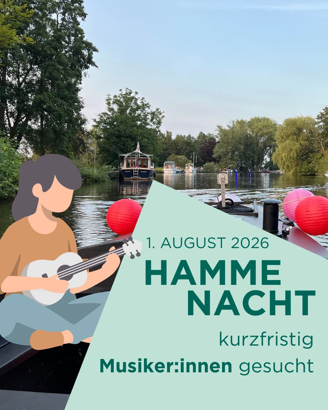 Musiker:in auf einem Torfkahn