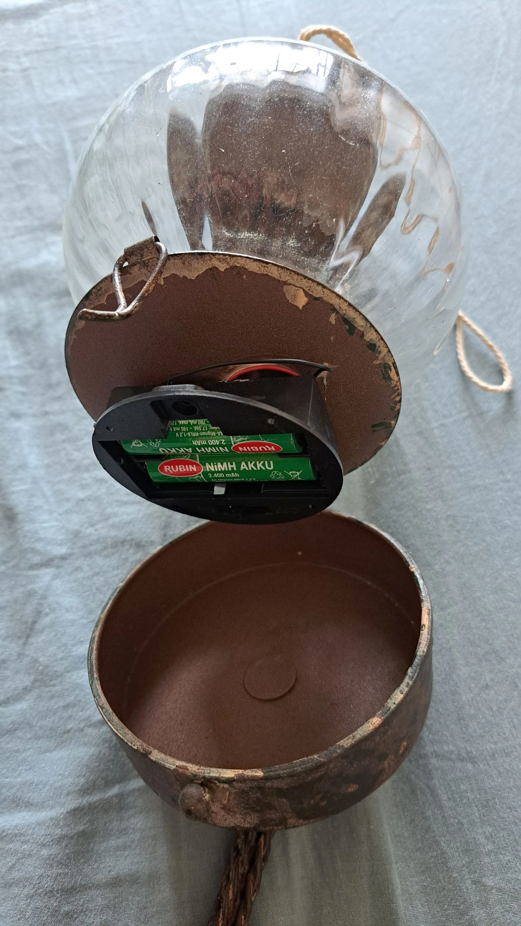 Antike Lampe Glas & Messing