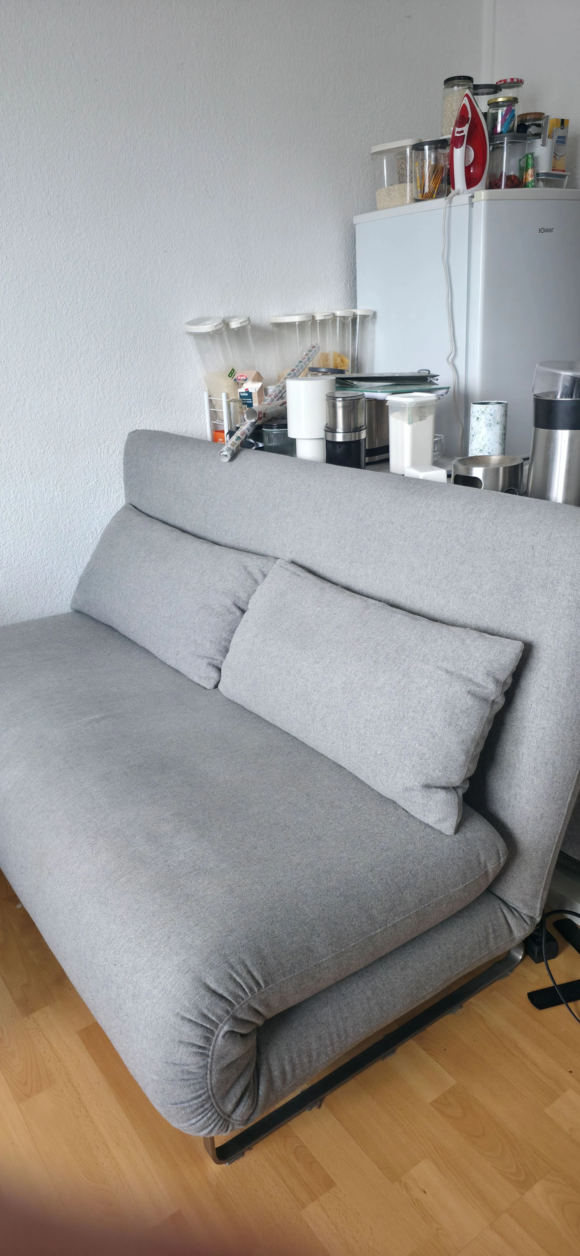 Zusammengeklappt mit Kissen