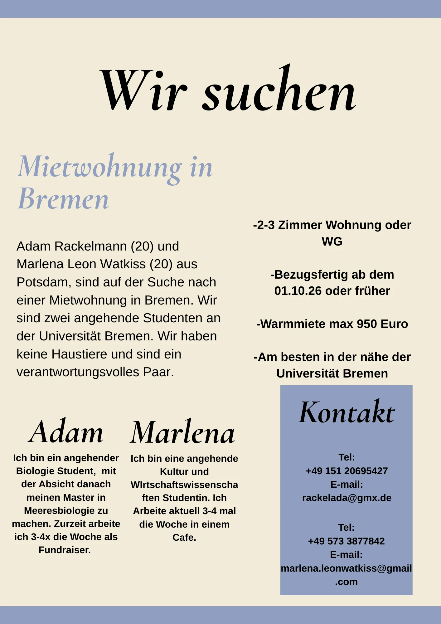 Wohnungsgesuch