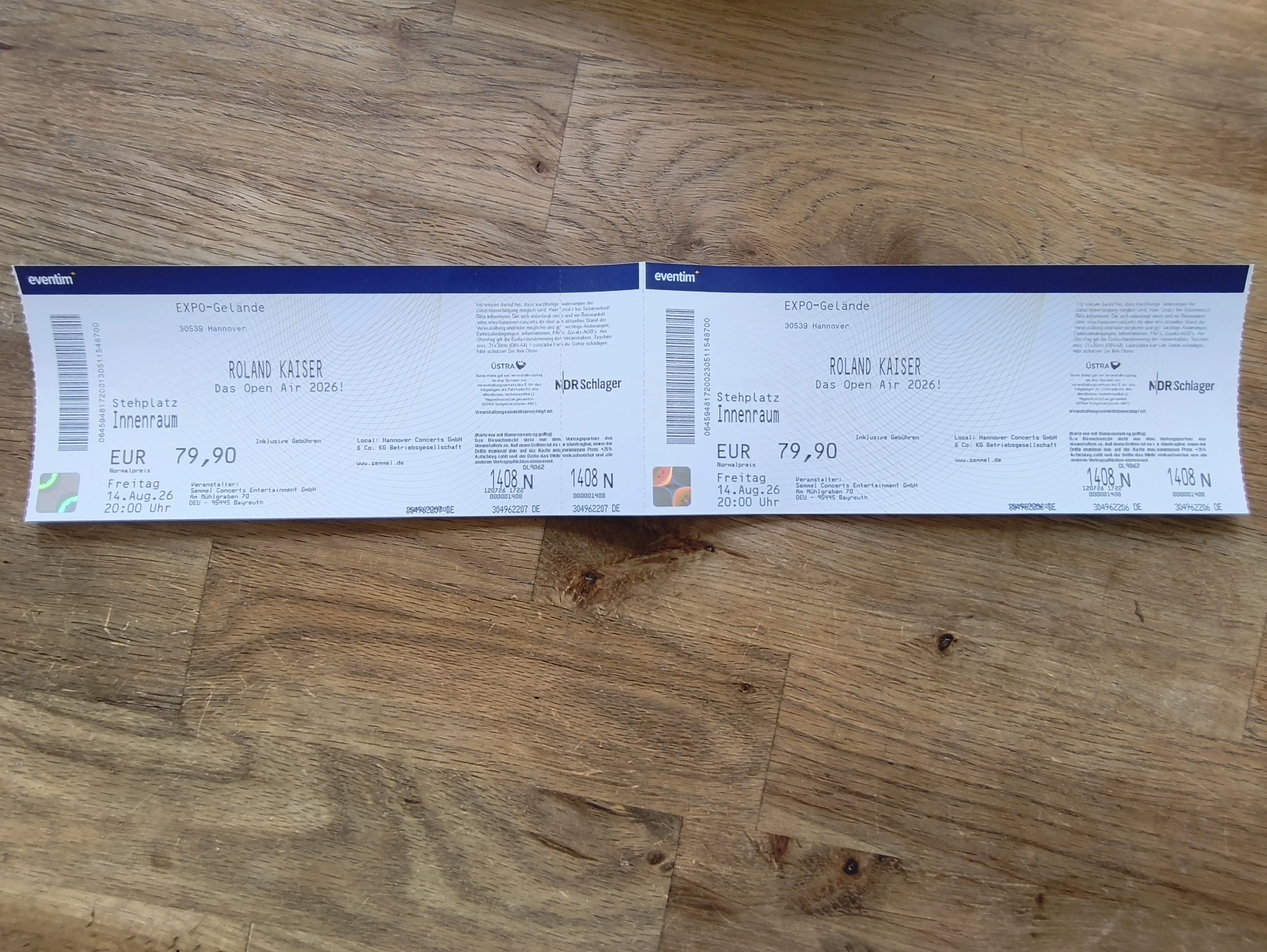 2 Tickets Stehplatz pro Karte 78€