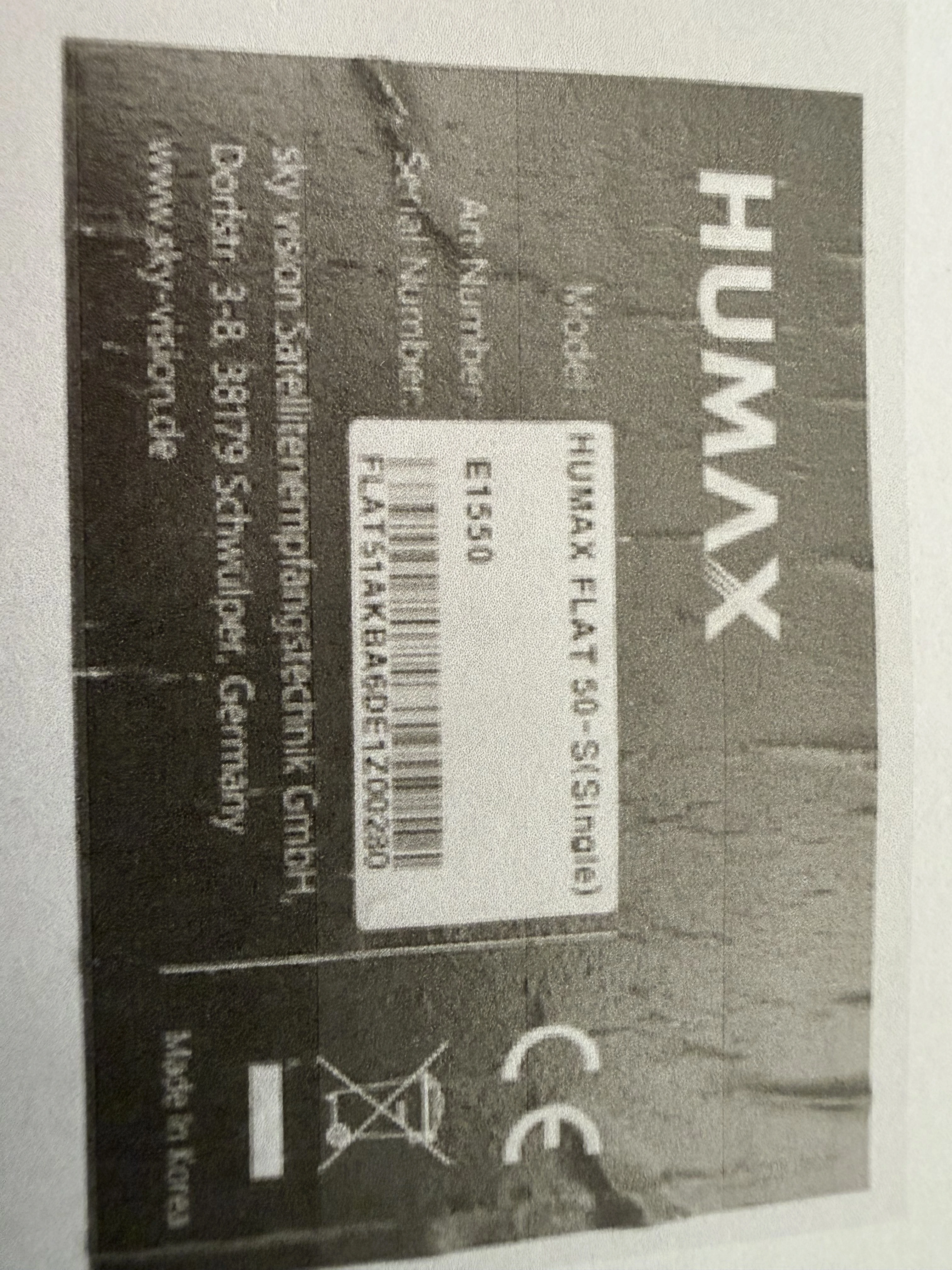Satelliten Antenne Produktlabel