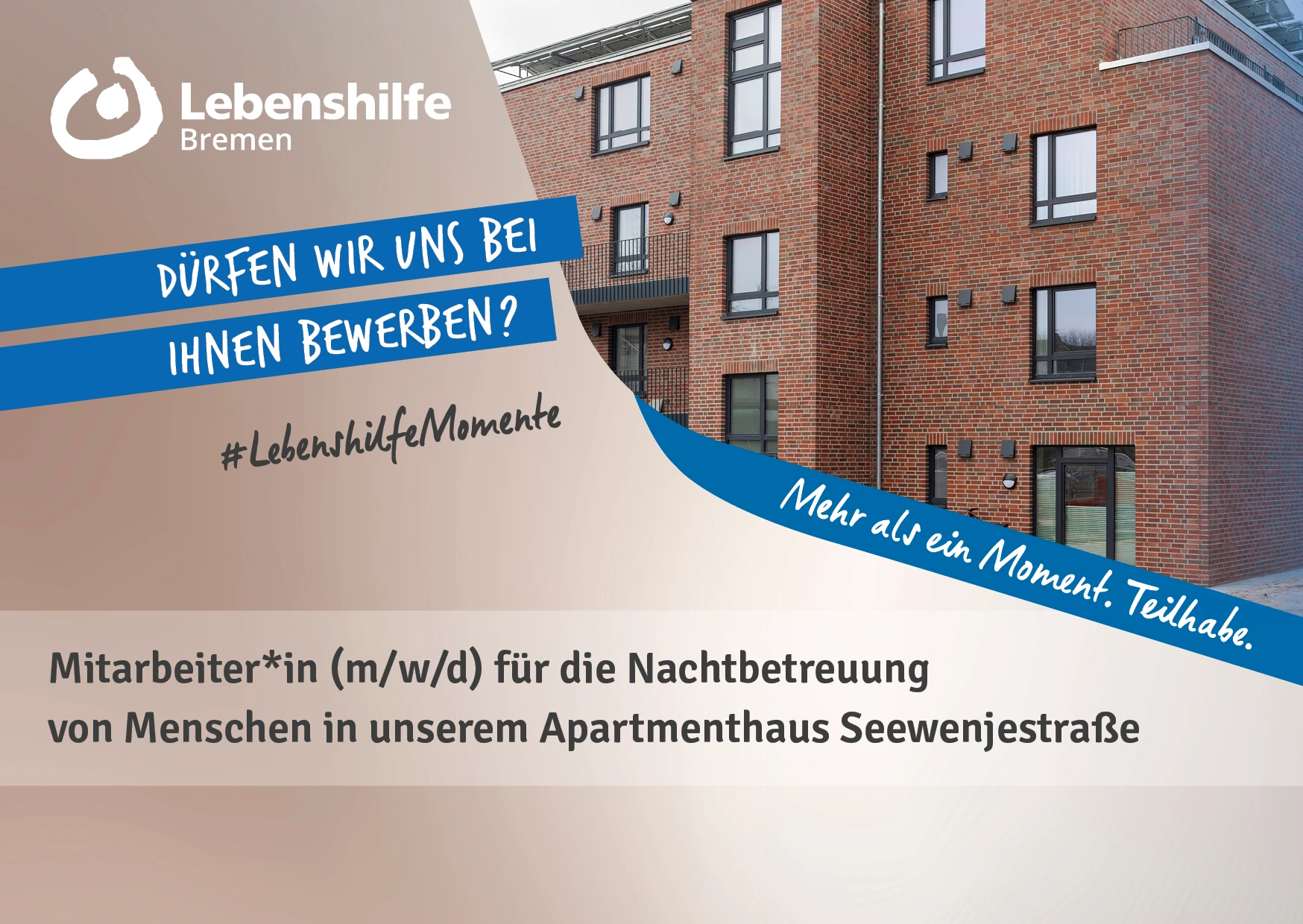 Mitarbeiter*in (m/w/d) für die Nachtbetreuung  von Menschen in unserem Apartmenthaus Seewenjestraße 