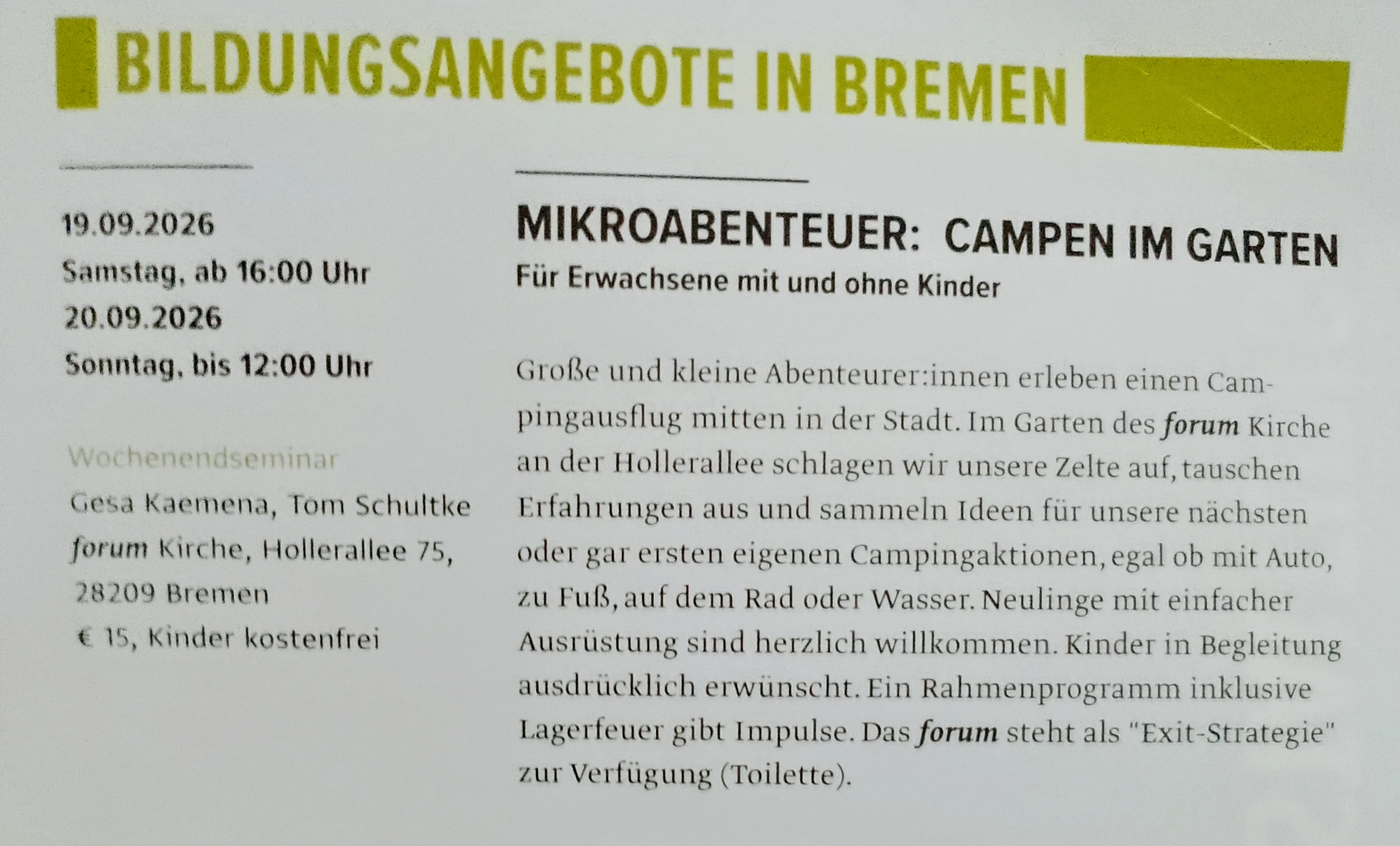 Angebot eV. Bildungswerk