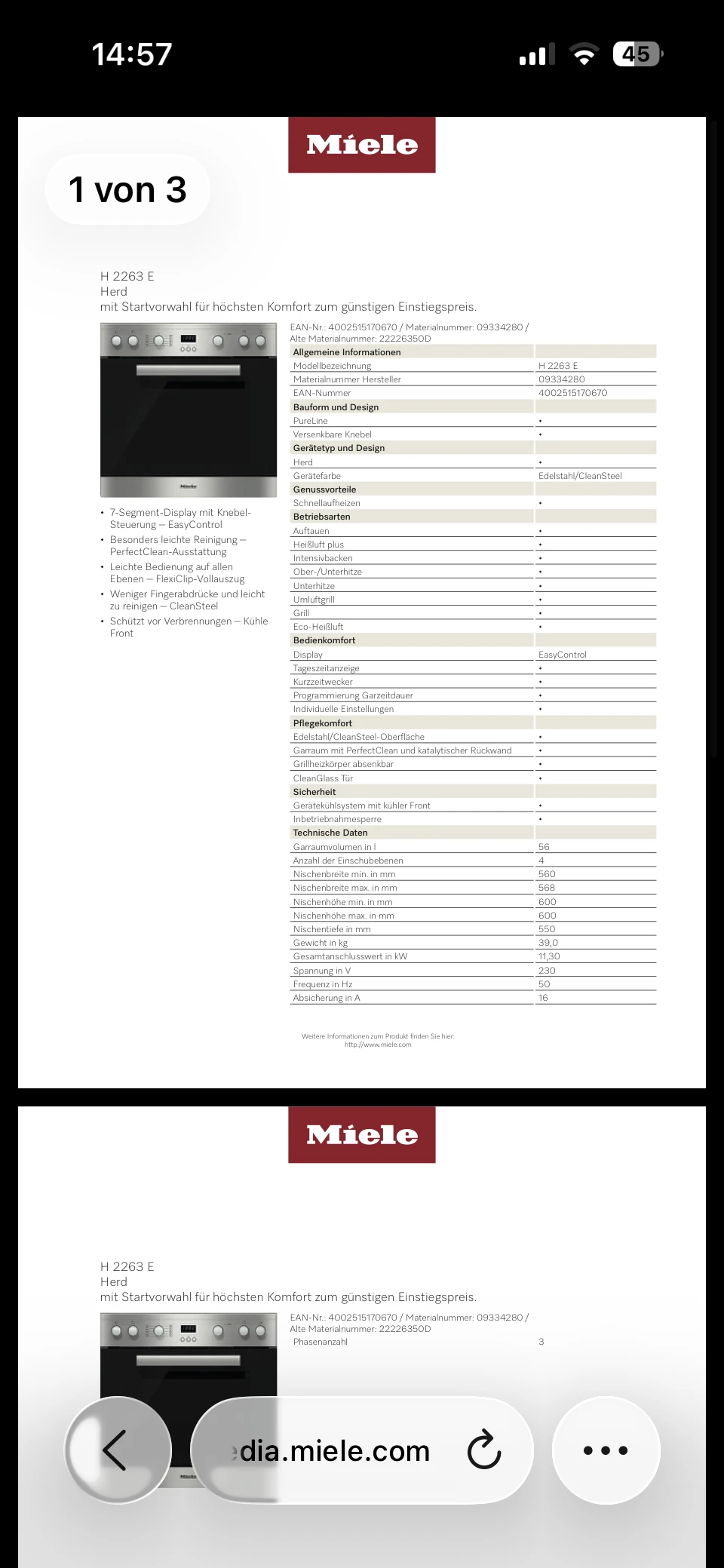 Datenblatt Miele