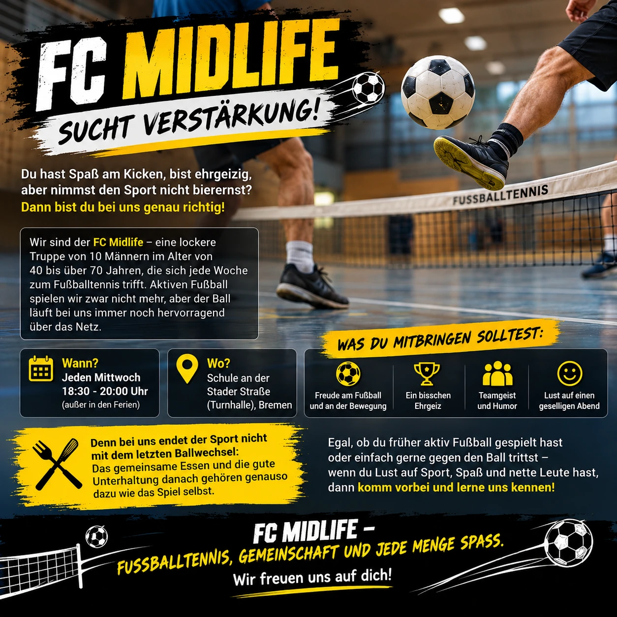 FC Midlife sucht Verstärkung 