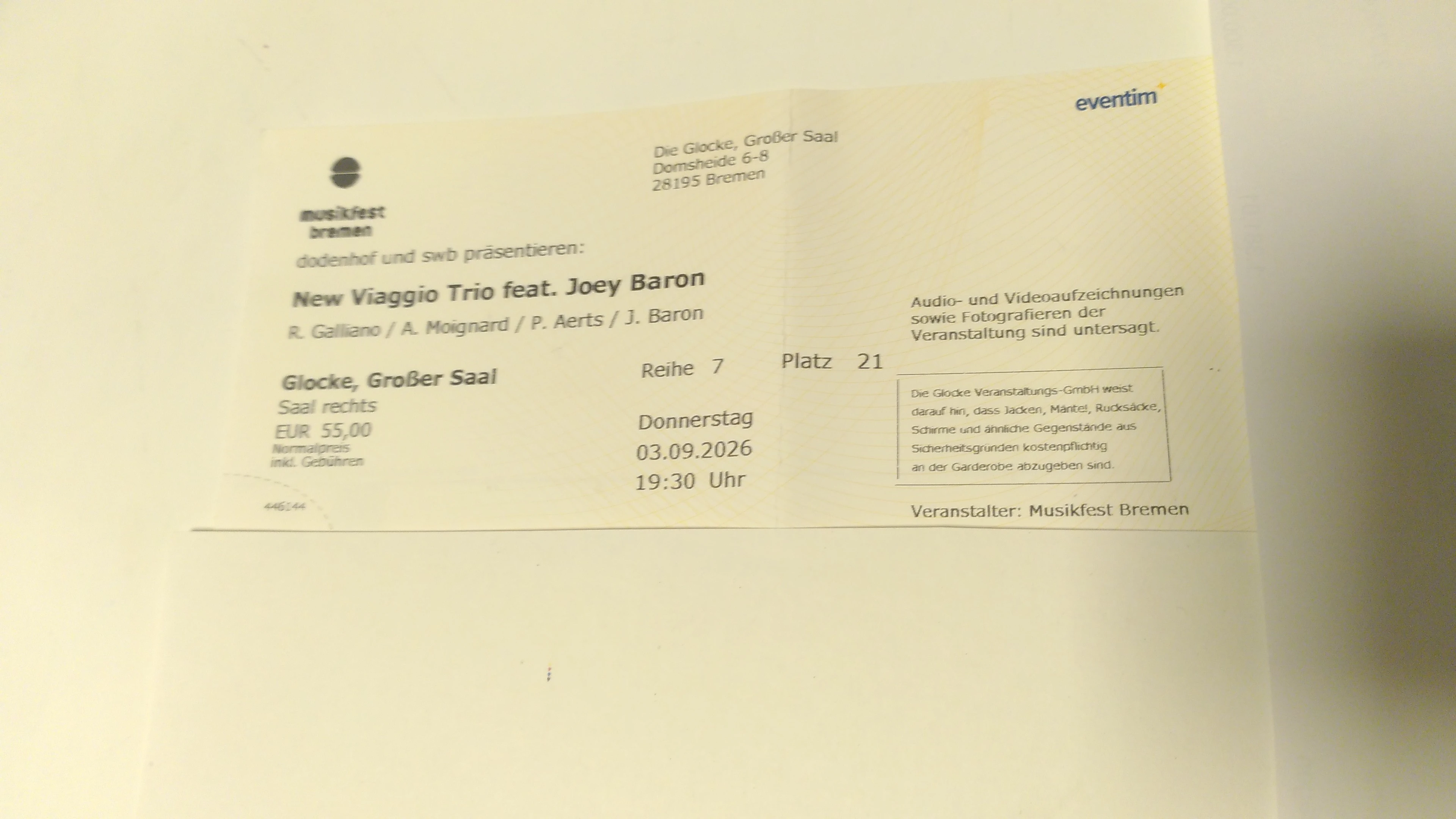 Abbild Ausschnitt Ticket