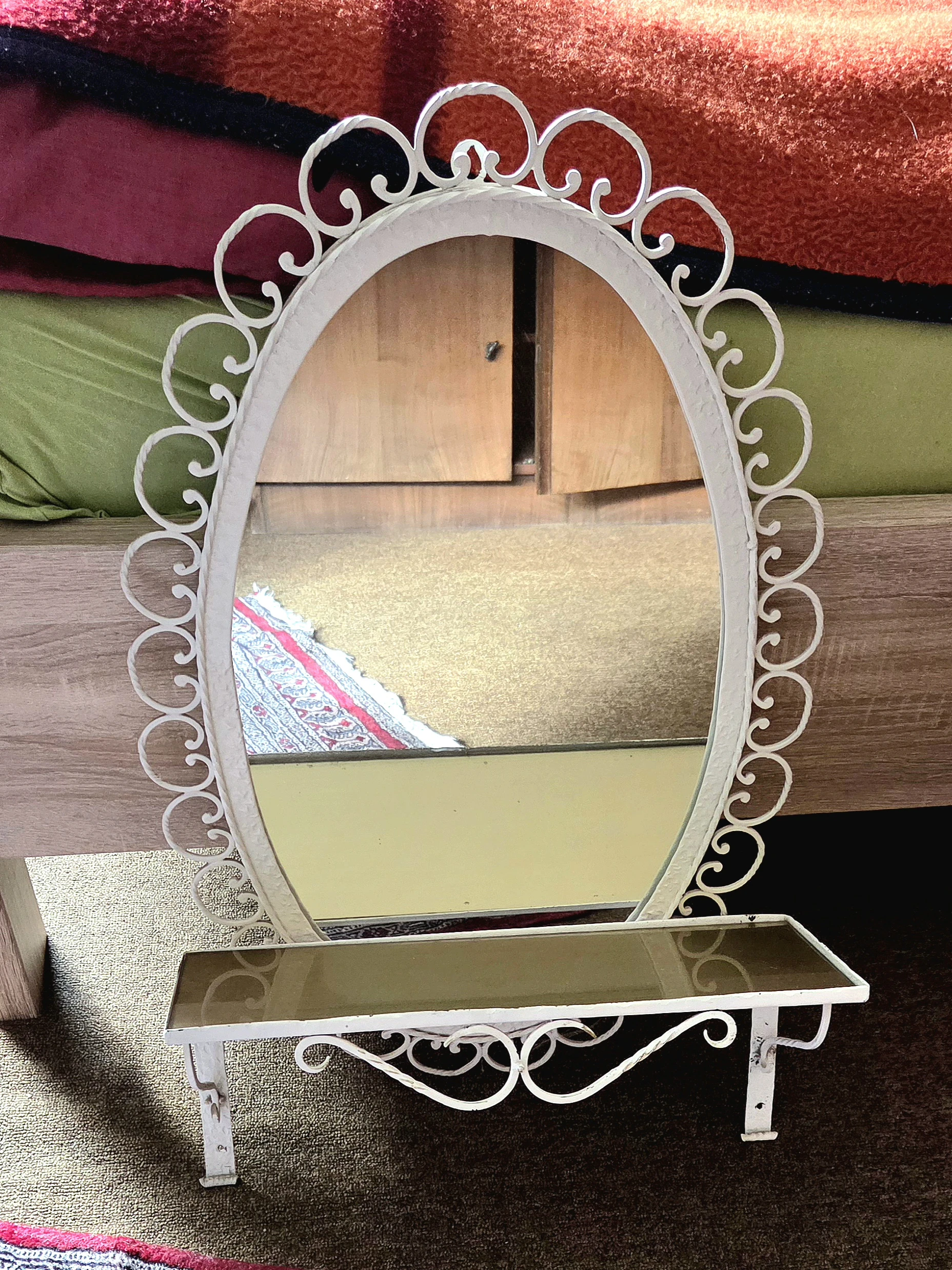 Spiegel mit Ablage, Glas+ Metall: 35€