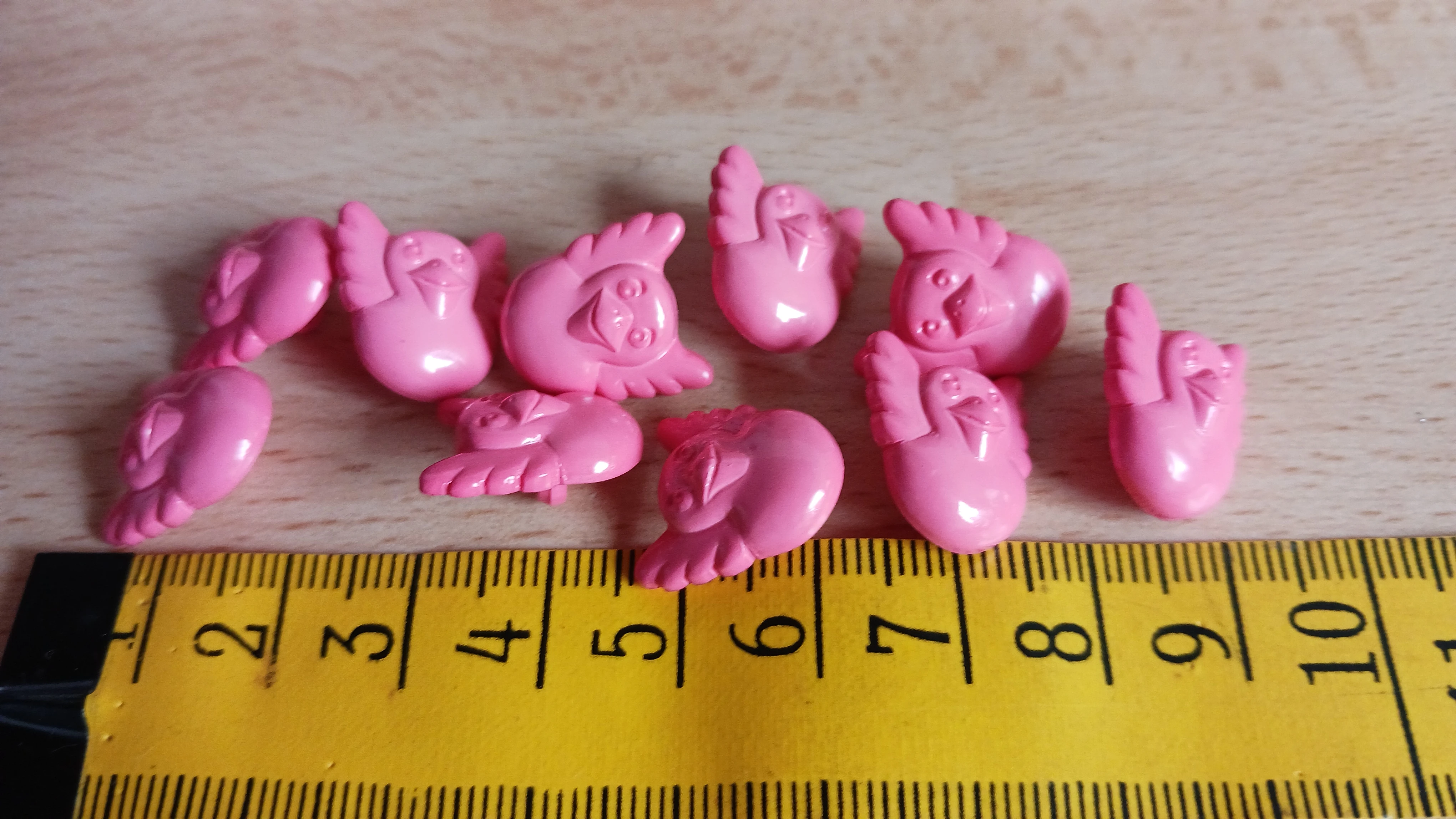 10 Vogelknöpfe rosa