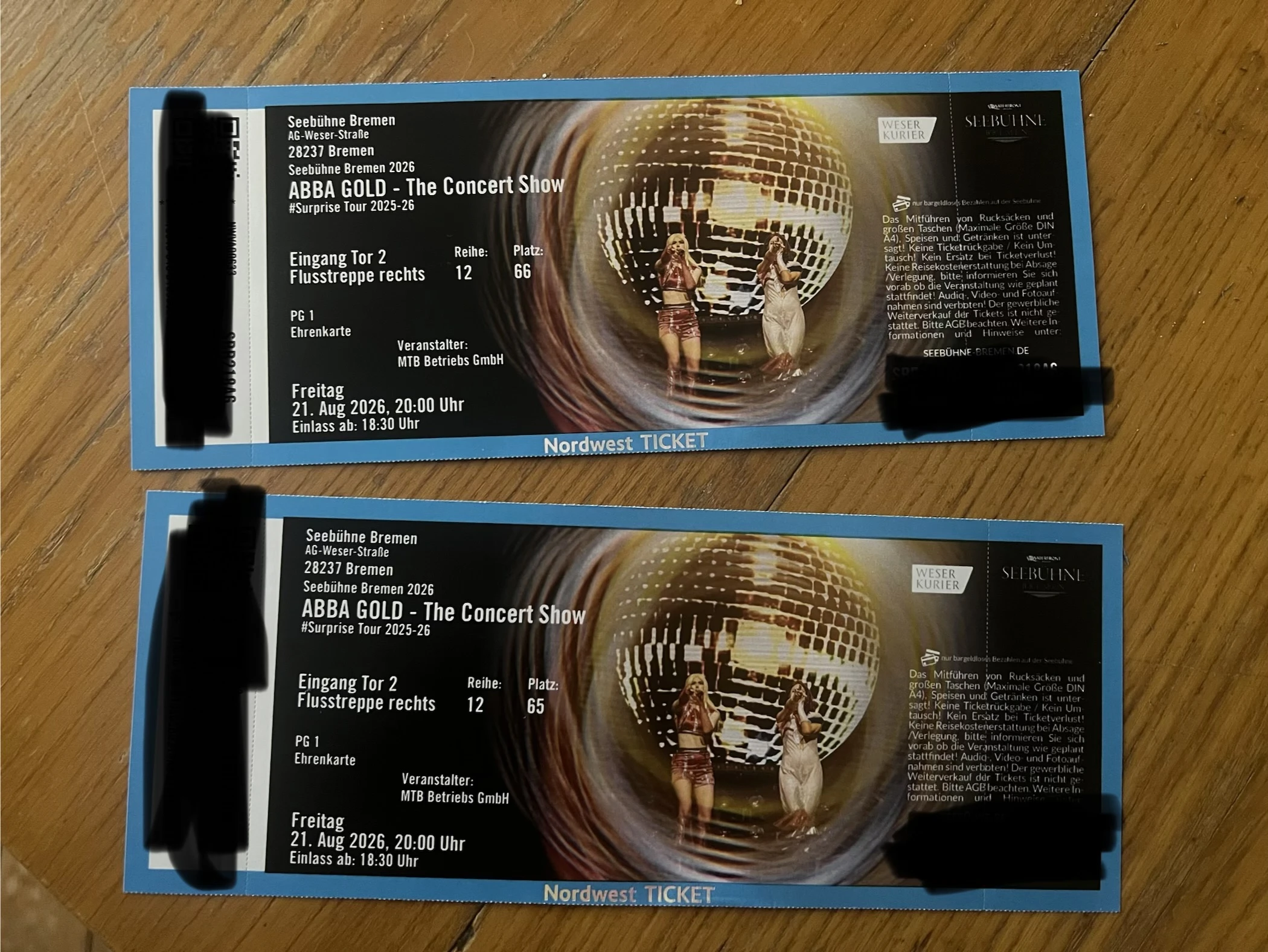 2 Tickets ABBA GOLD