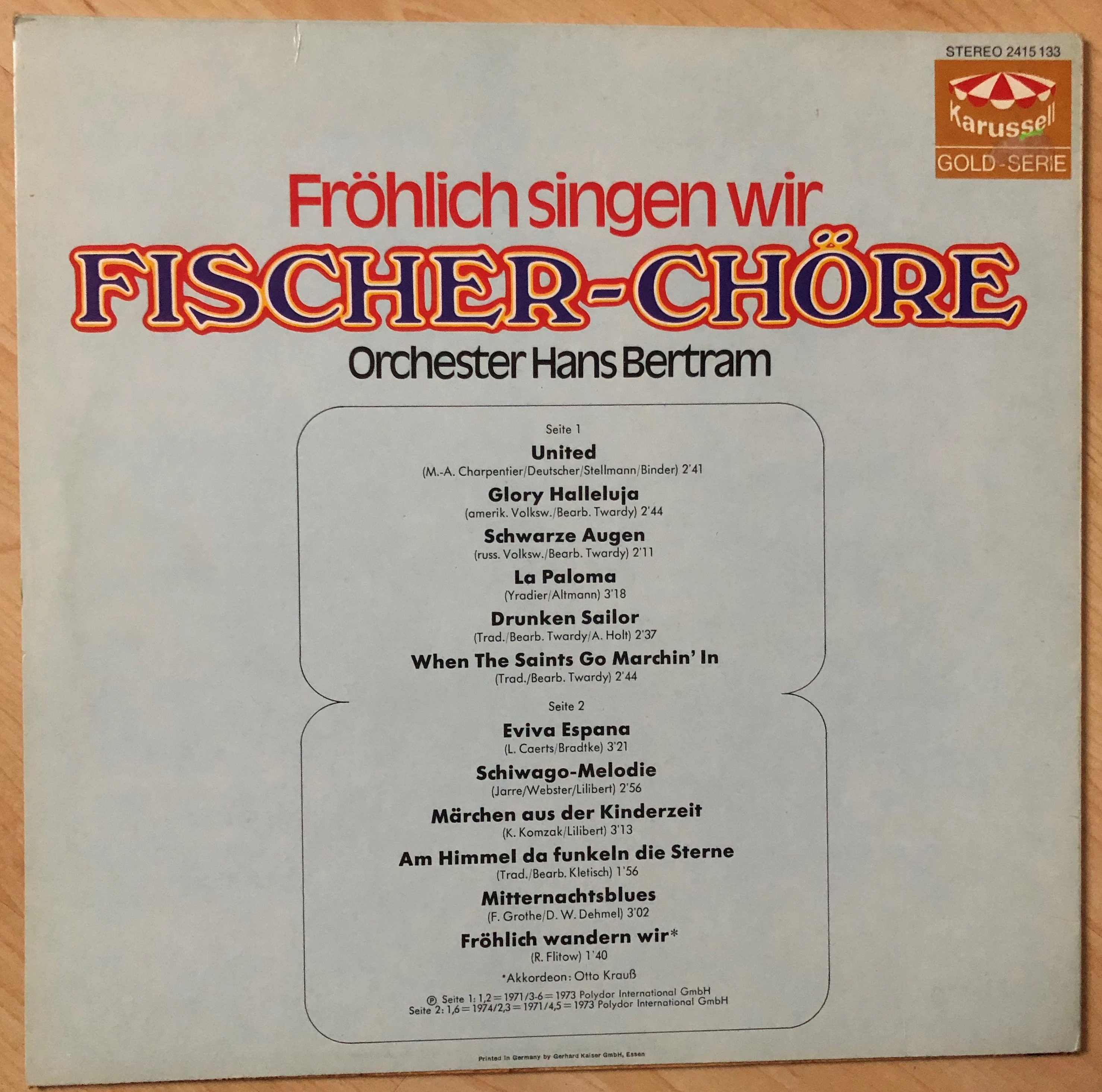 Fischer Chöre Fröhlich singen wir - Schallplatte