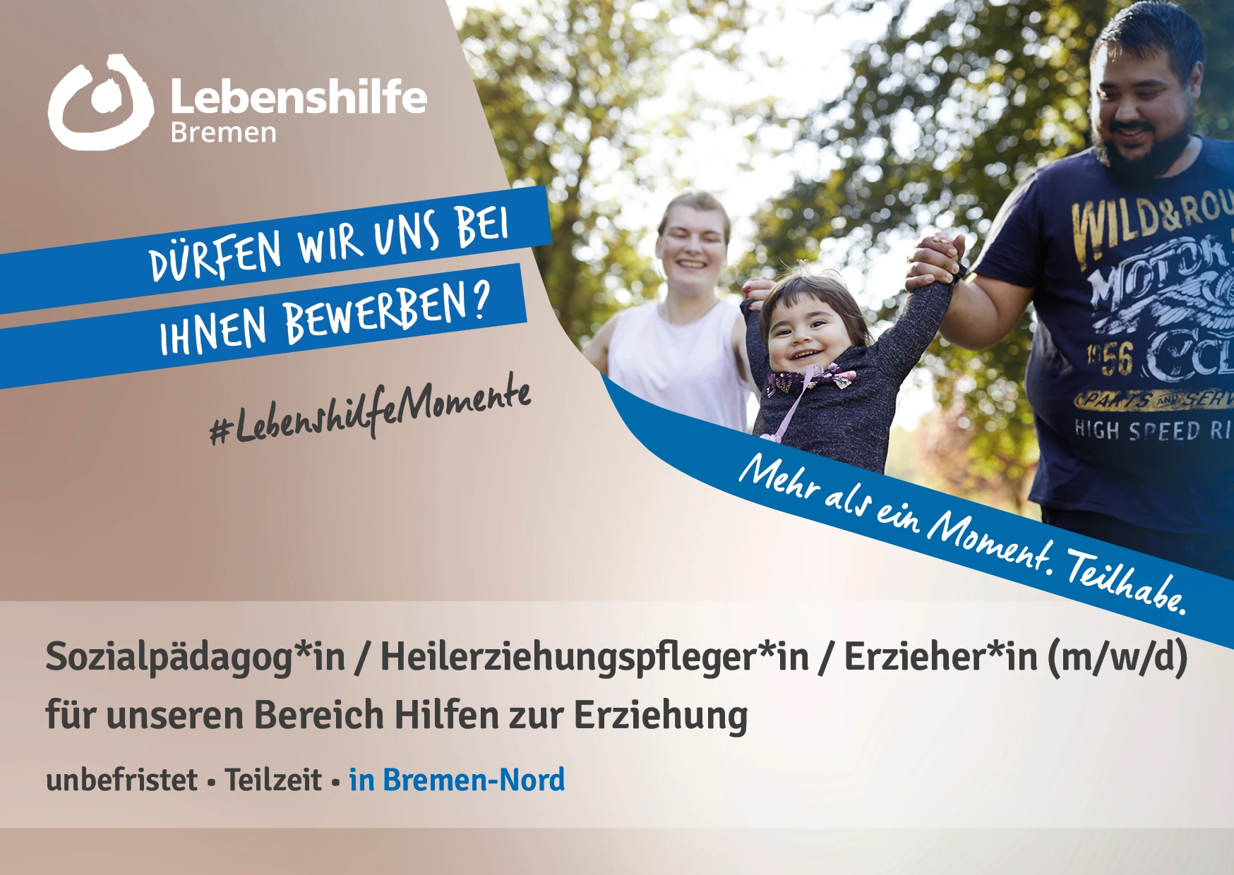 Sozialpädagog*in / Heilerziehungspfleger*in / Erzieher*in (m/w/d) für unseren Bereich Hilfen zur Erziehung in Bremen-Nord