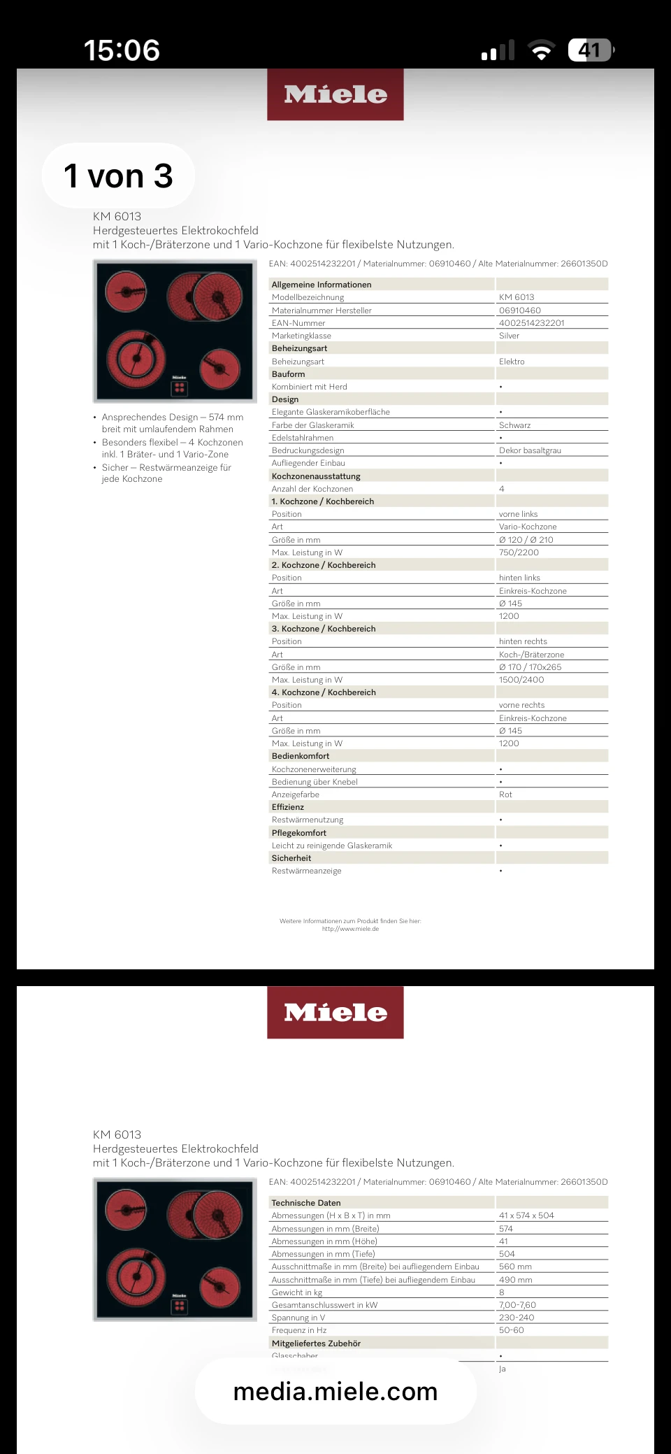 Datenblatt Miele