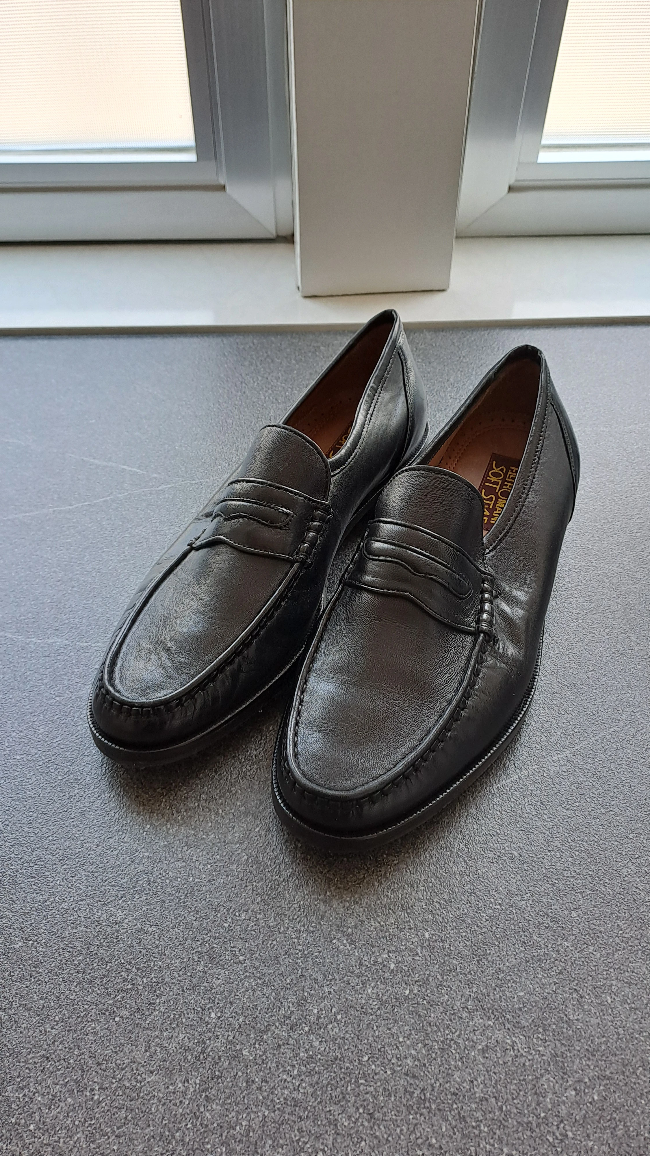 Schwarze ital. Lederslipper (Loafers), Größe 44