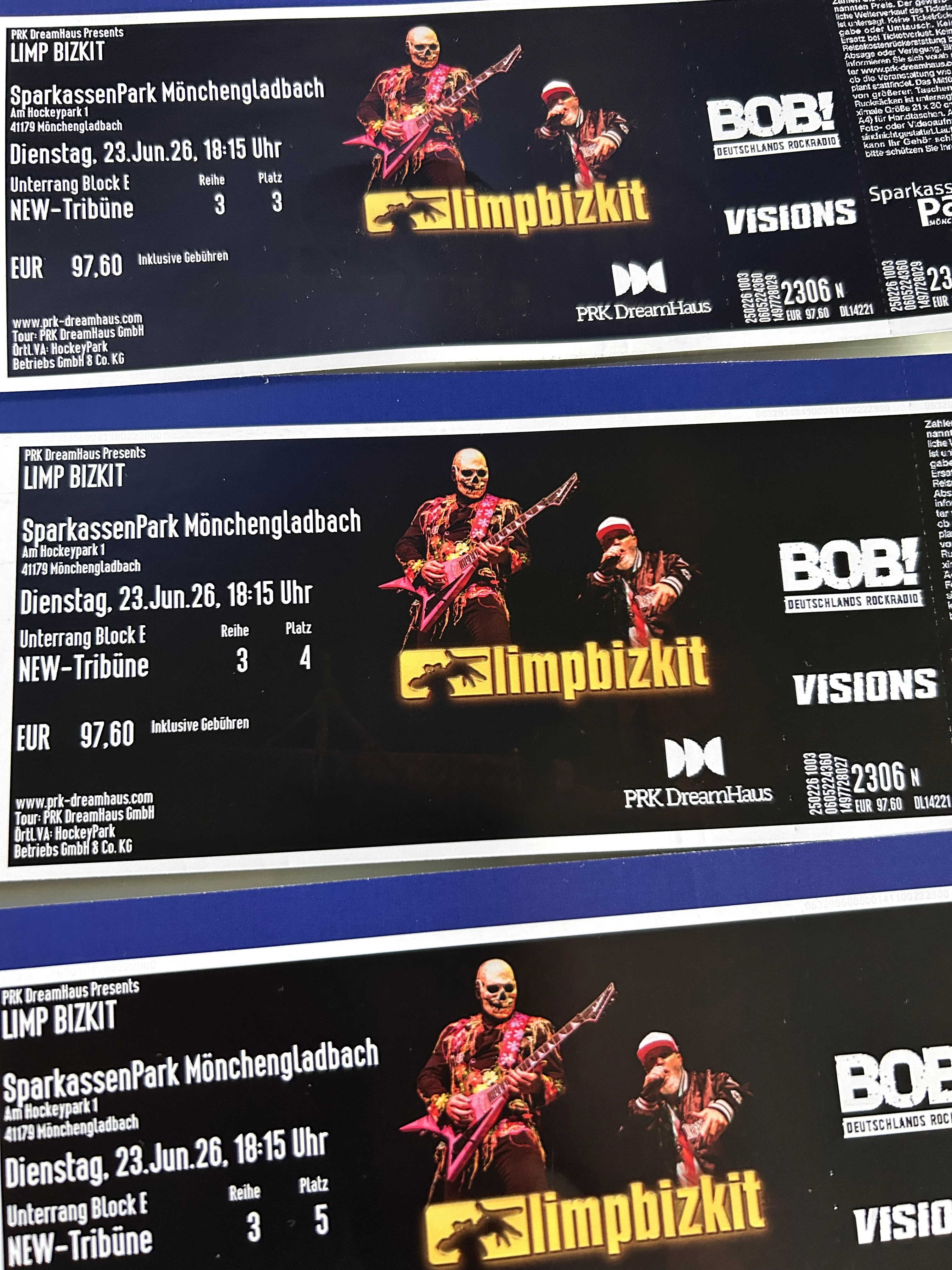 3 Tickets je 95€