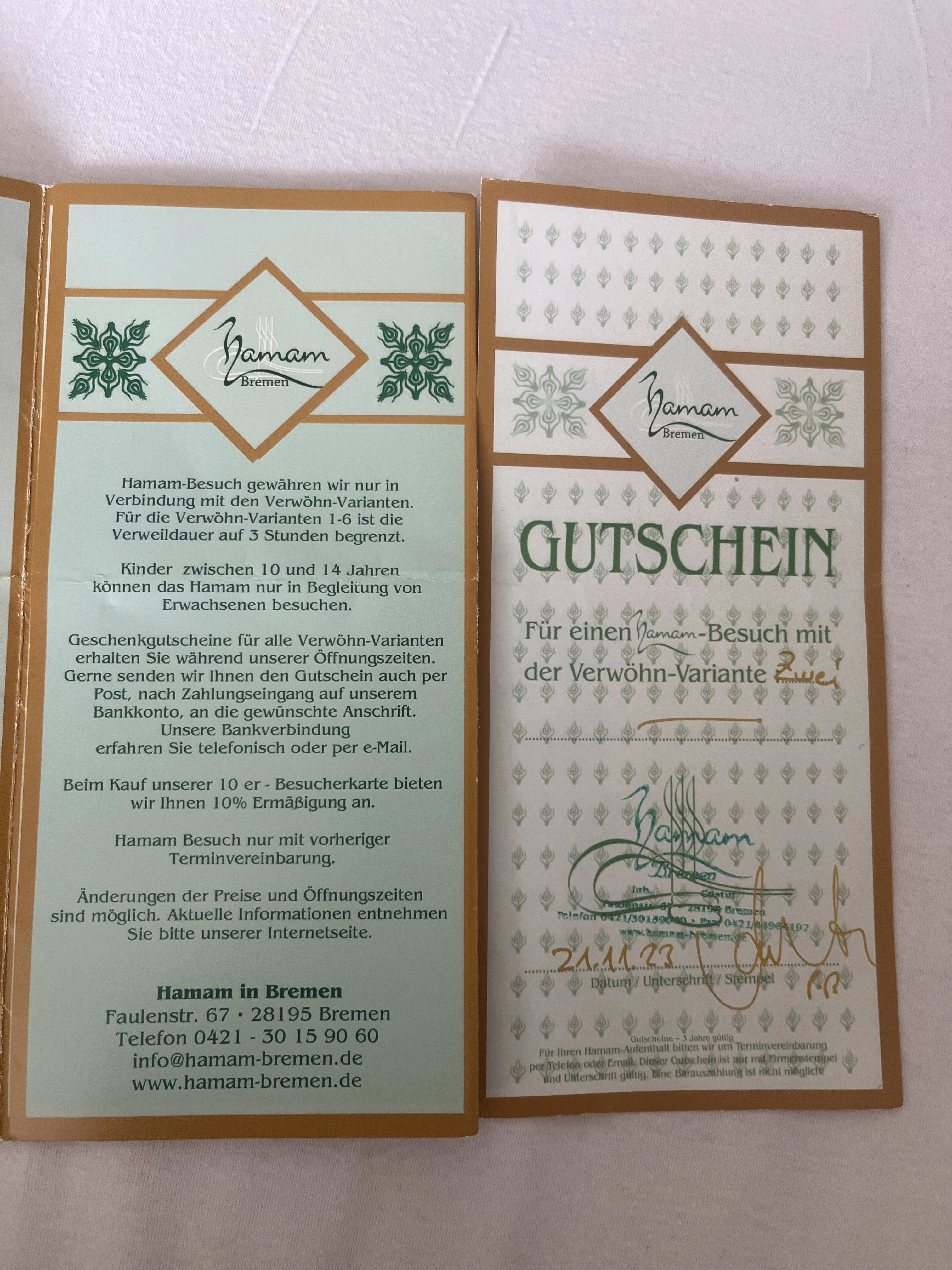 Hamam Bremen Gutschein Variante 2