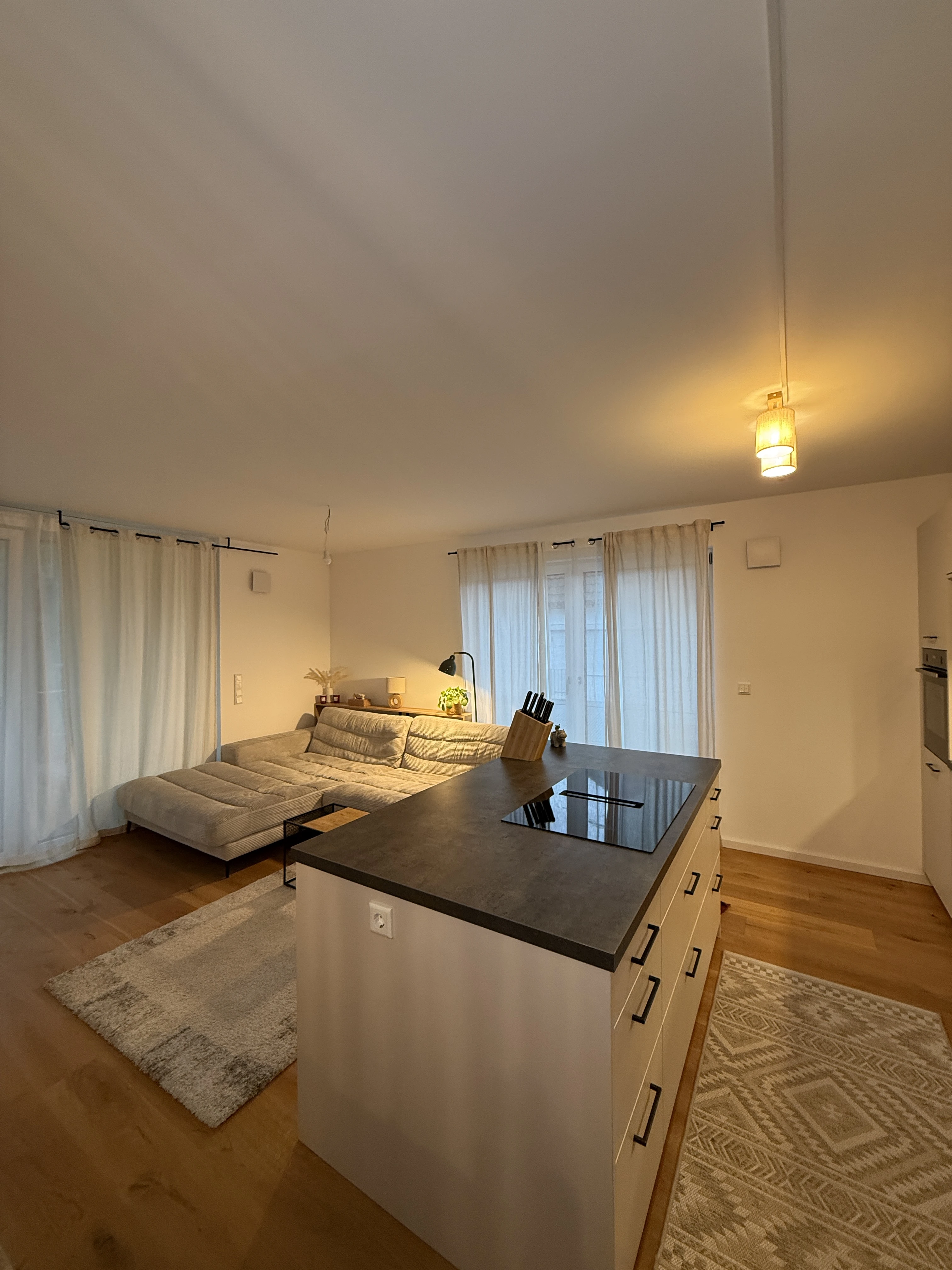Wohnzimmer mit Einbauküche