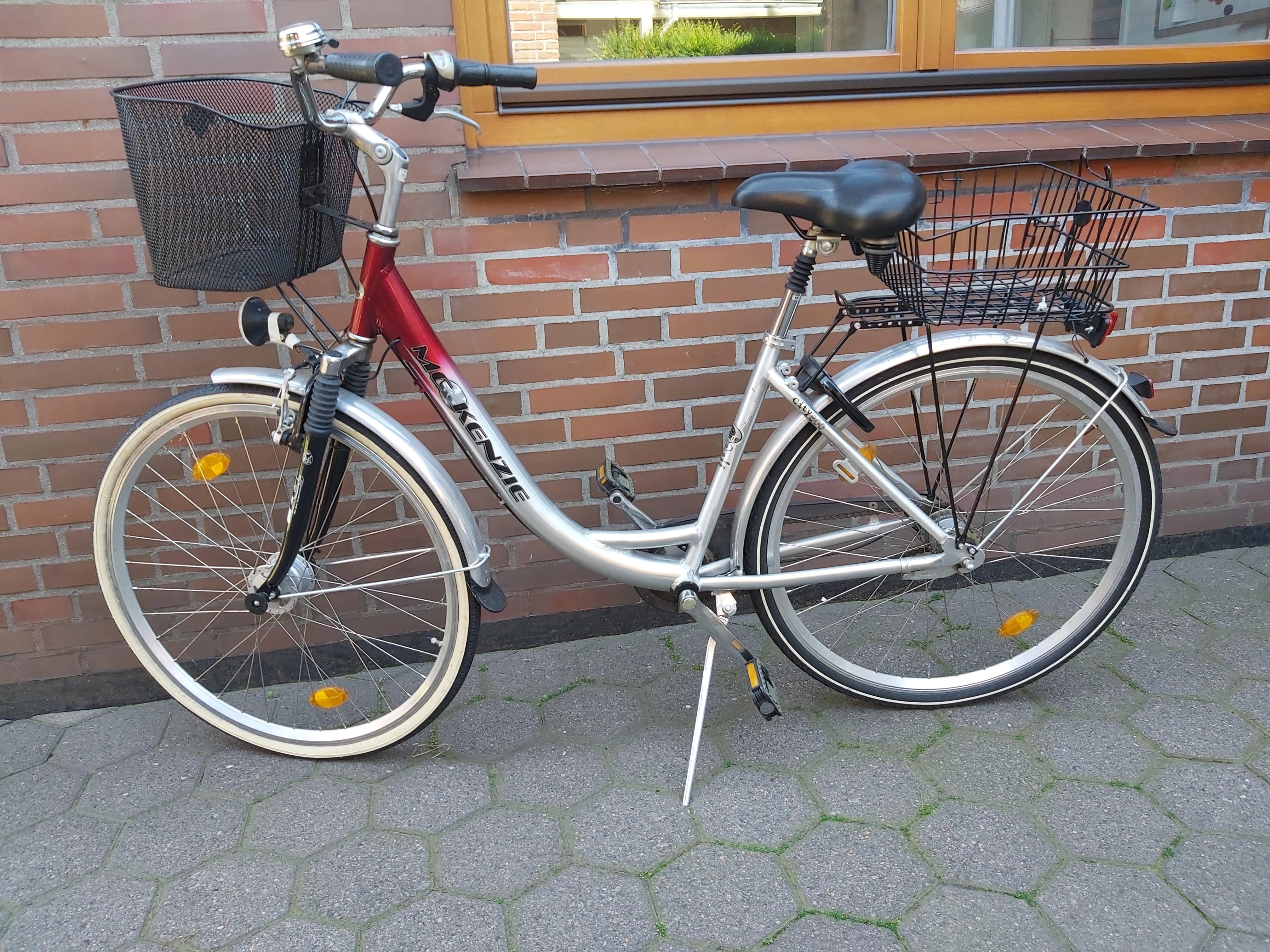Damenfahrrad silber-rot