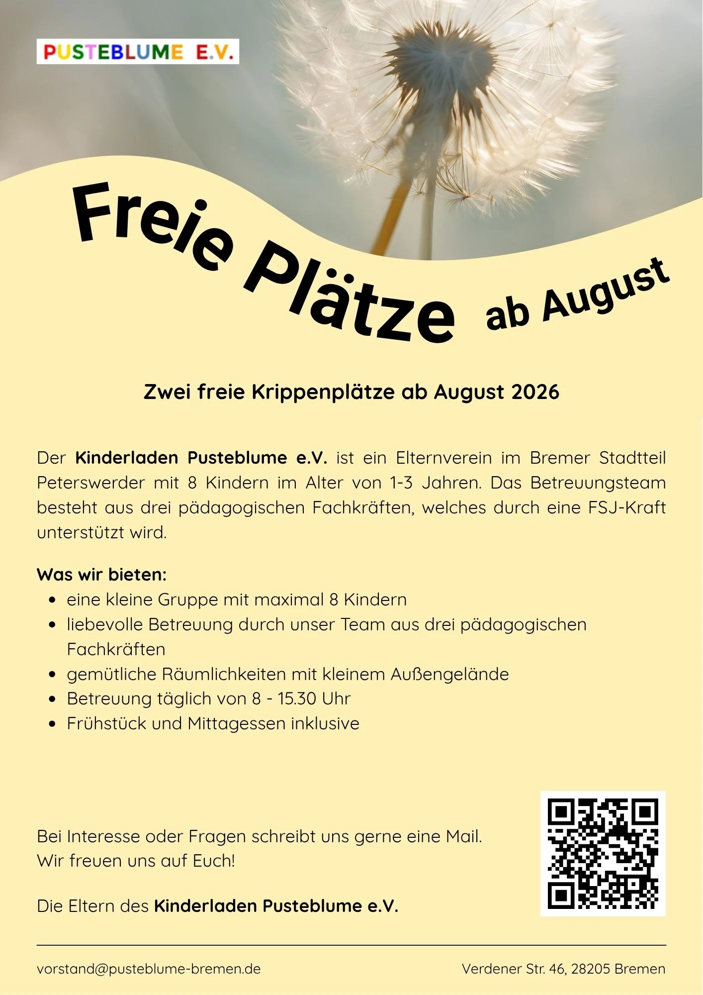 Plakat Freie Krippenplätze