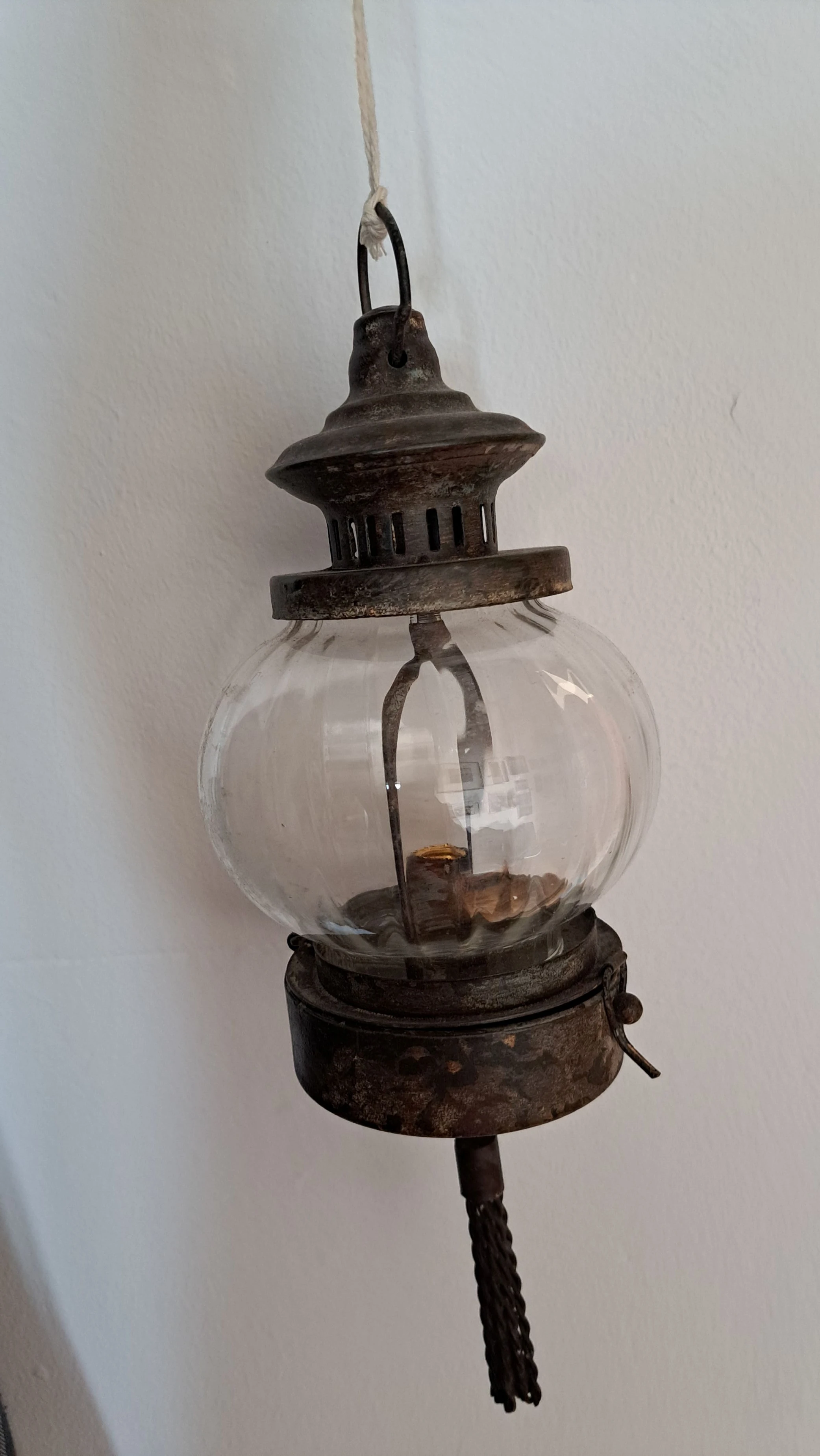 Antike Lampe Glas & Messing