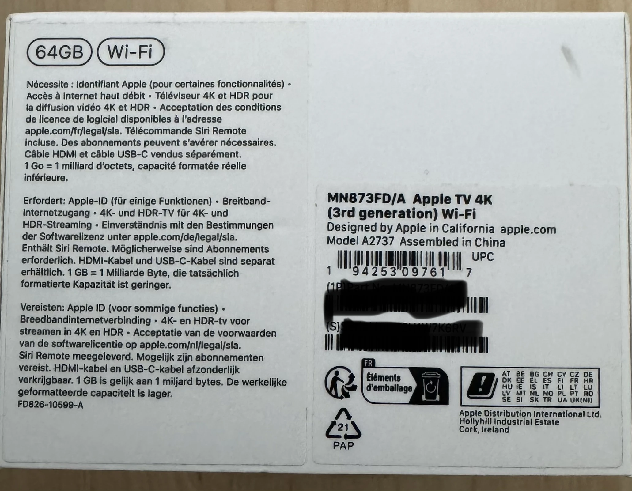 Verpackung Rückseite