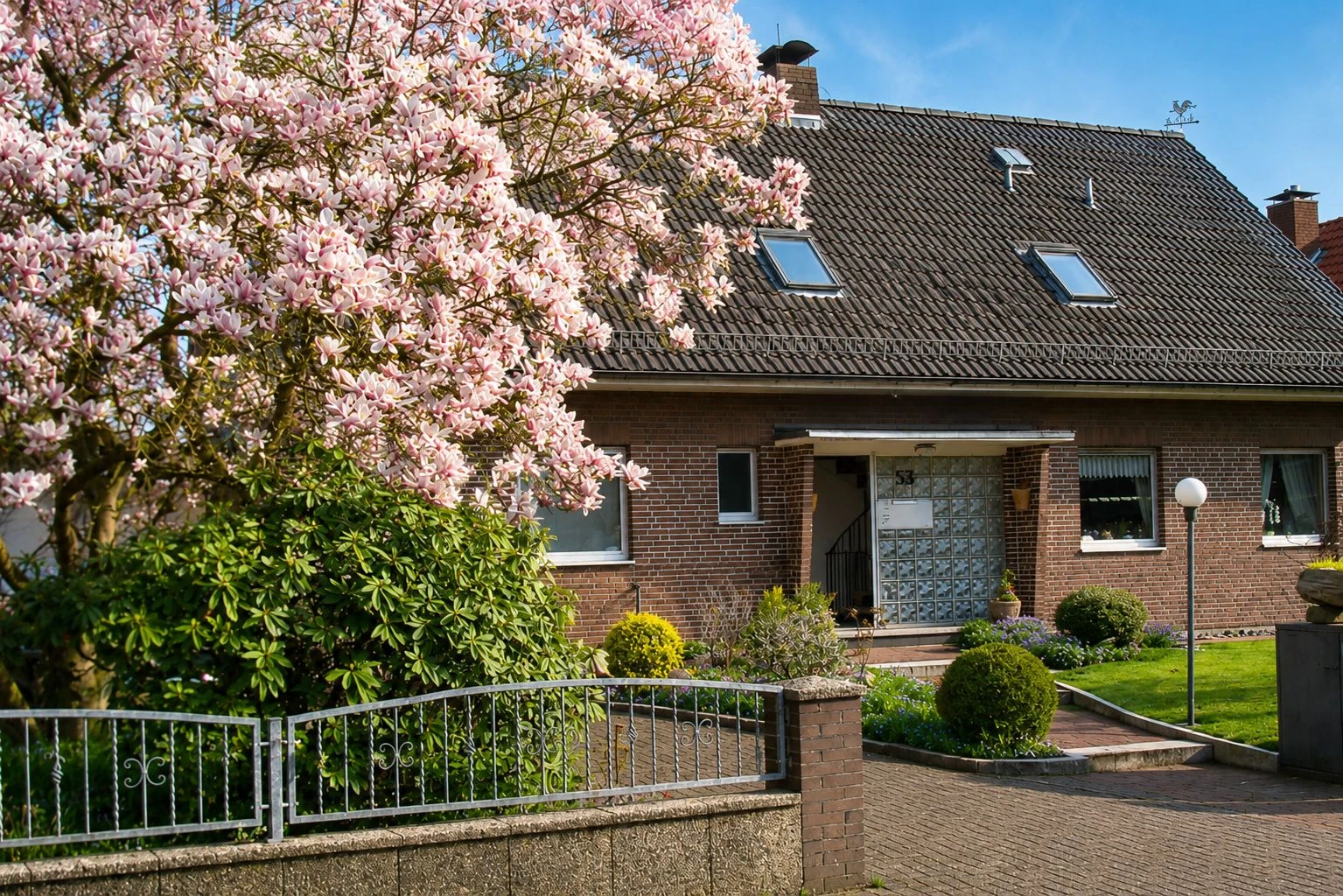 Starßenansicht mit Vorgarten