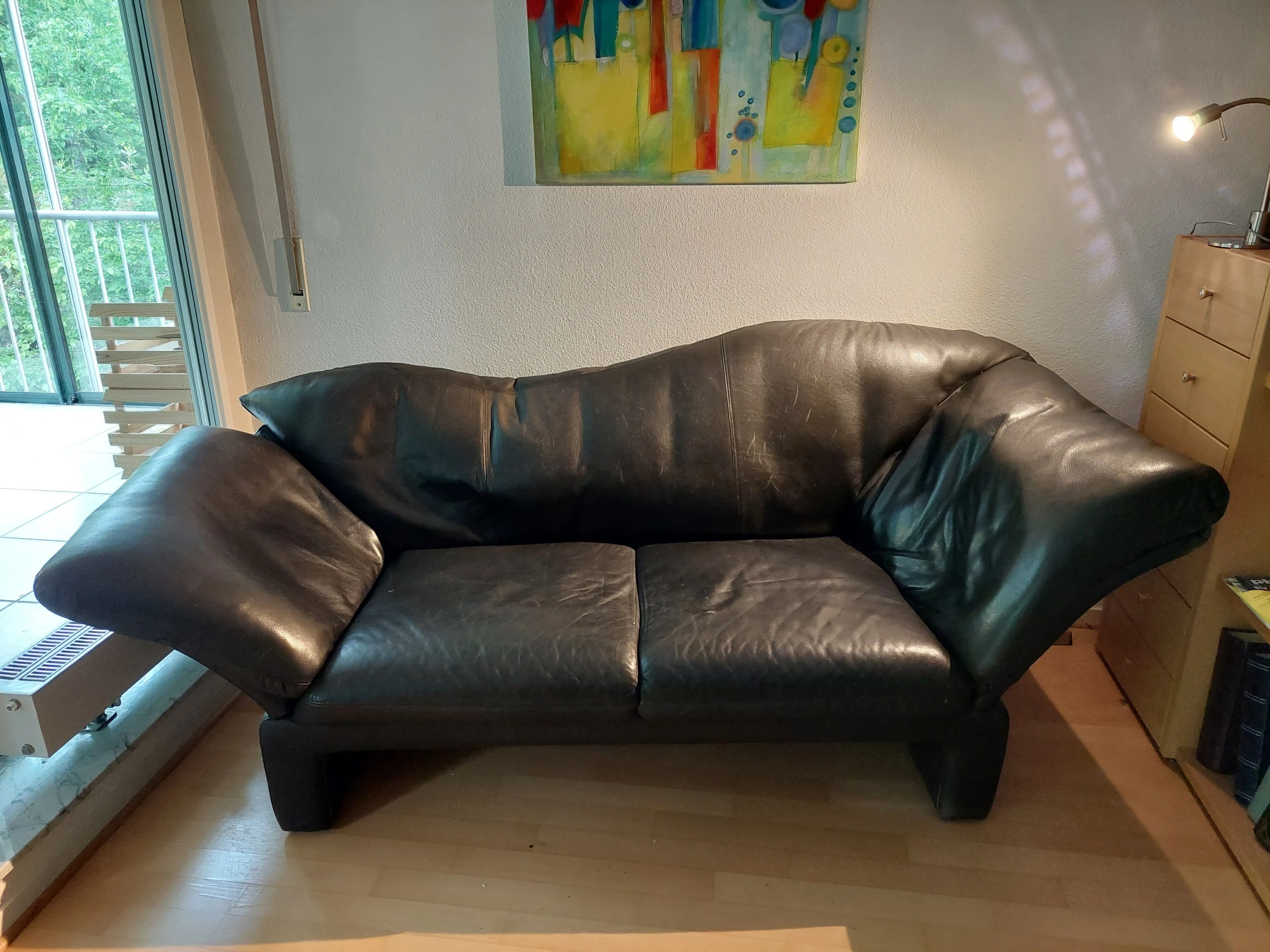 Sofa Leder schwarz